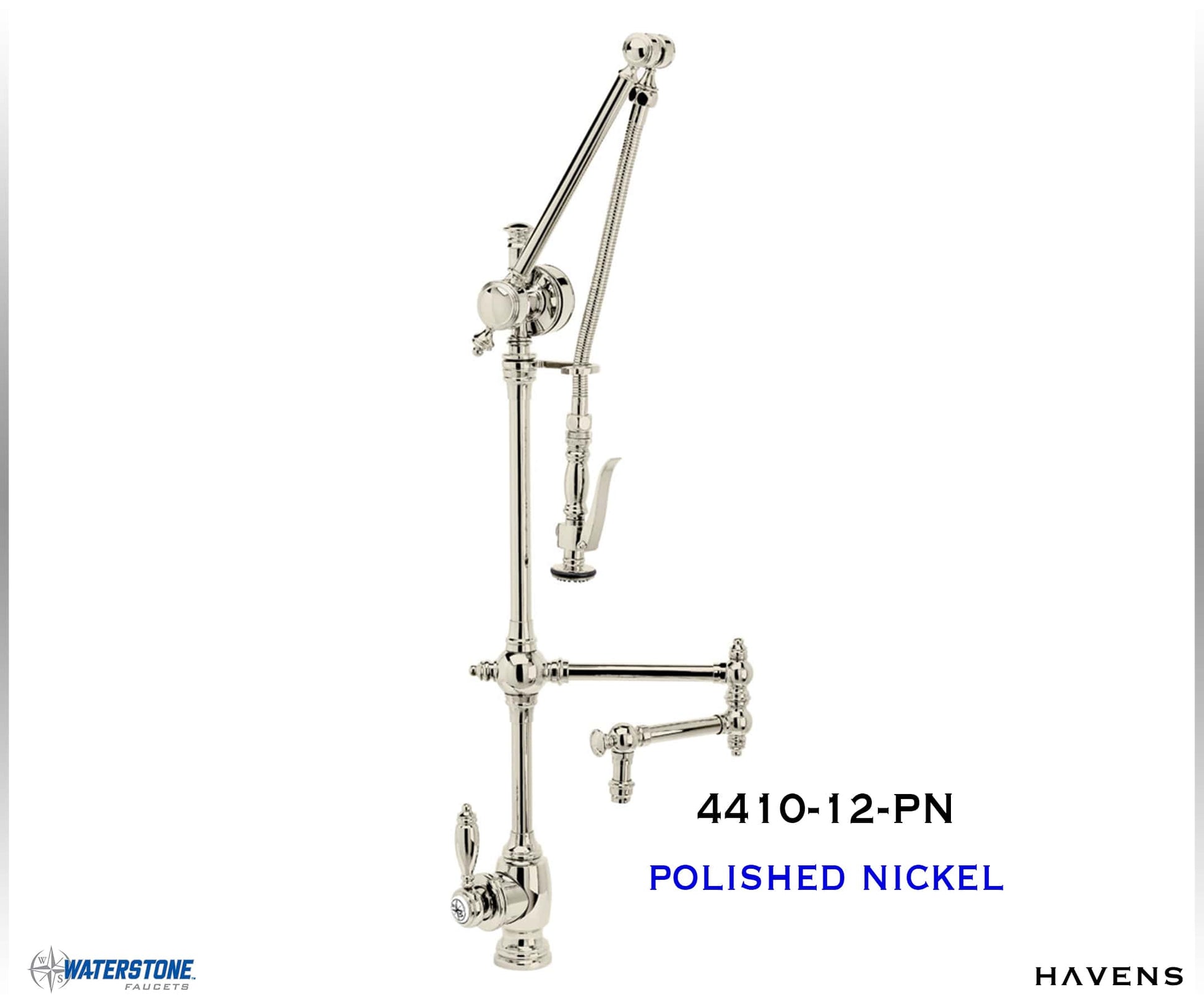 Waterstone Traditional Gantry Faucet – Articulated Spout 4410-12 - Havens | Luxury Metals