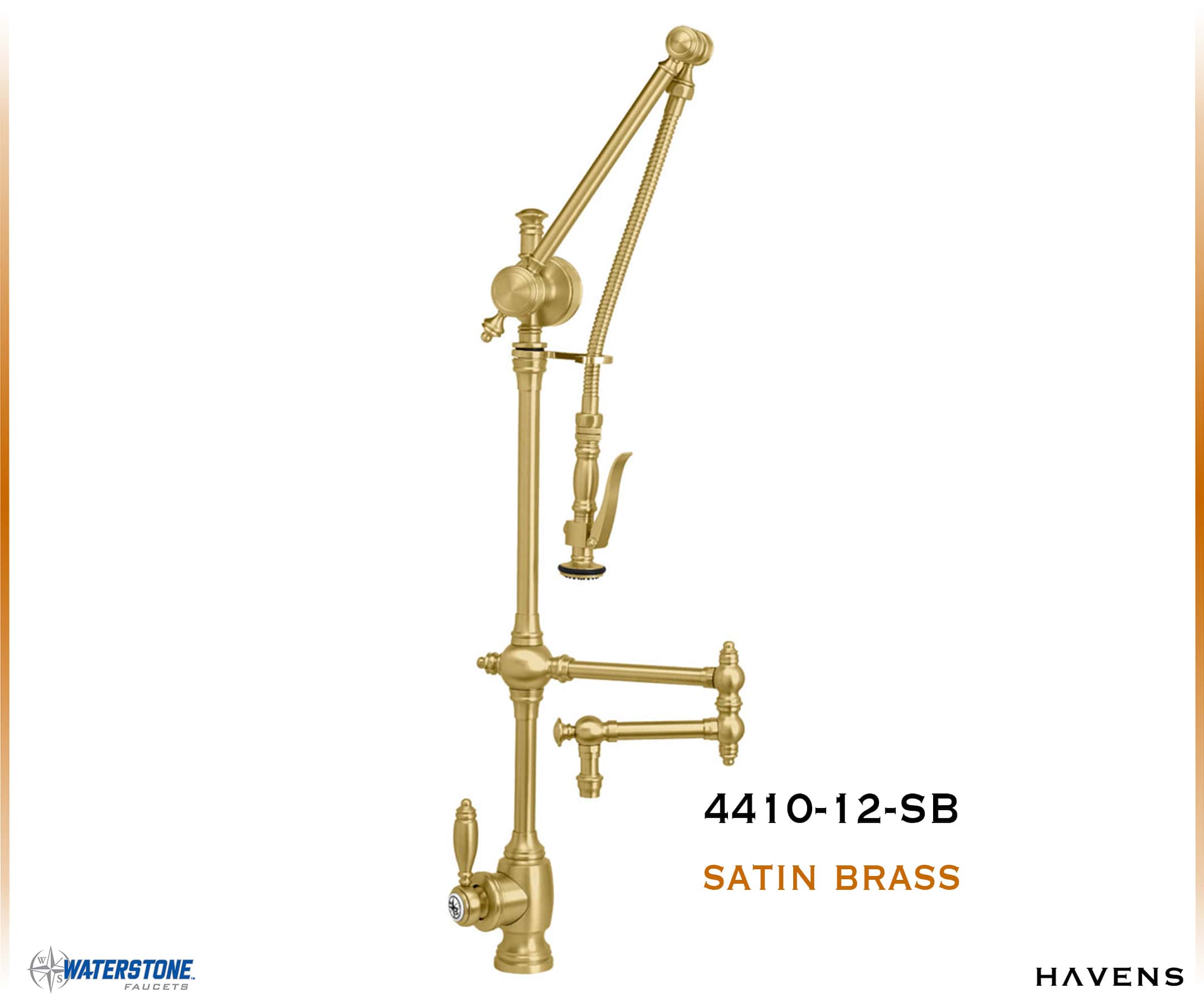 Waterstone Traditional Gantry Faucet – Articulated Spout 4410-12 - Havens | Luxury Metals