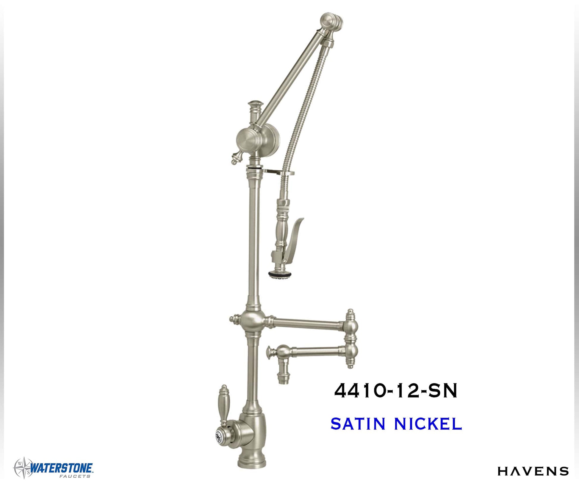 Waterstone Traditional Gantry Faucet – Articulated Spout 4410-12 - Havens | Luxury Metals