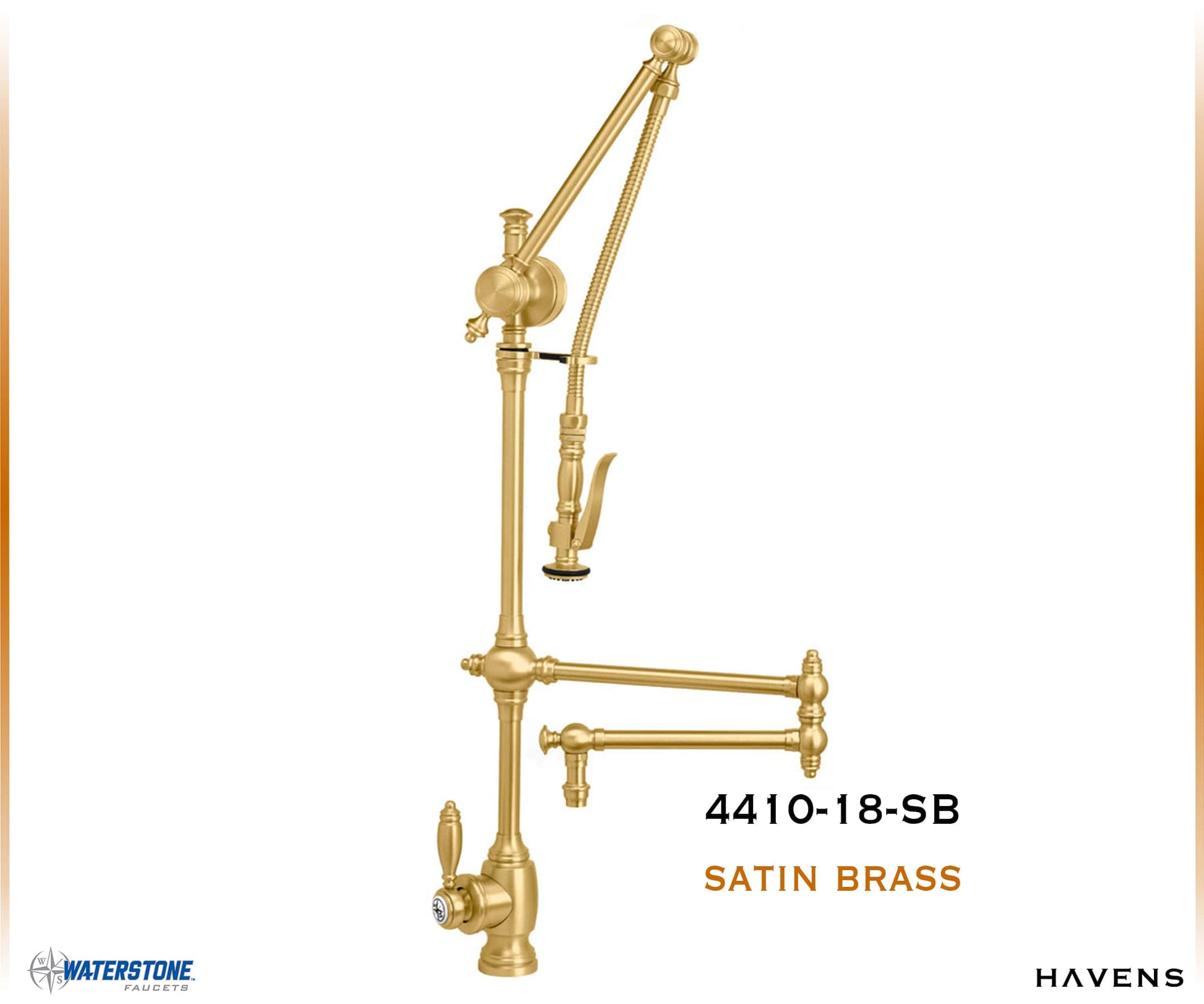 Waterstone Traditional Gantry Faucet – Articulated Spout 4410-18 - Havens | Luxury Metals