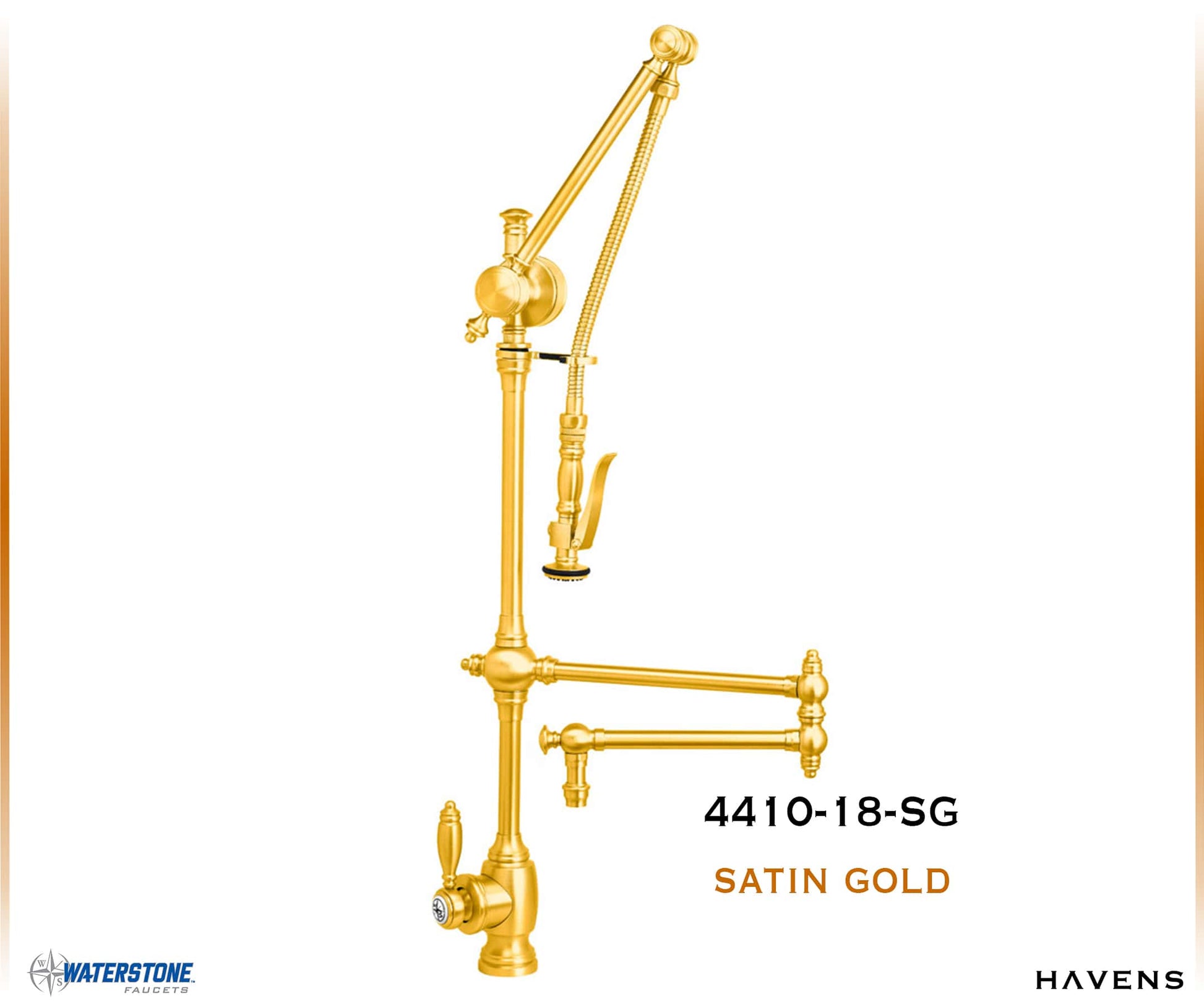 Waterstone Traditional Gantry Faucet – Articulated Spout 4410-18 - Havens | Luxury Metals