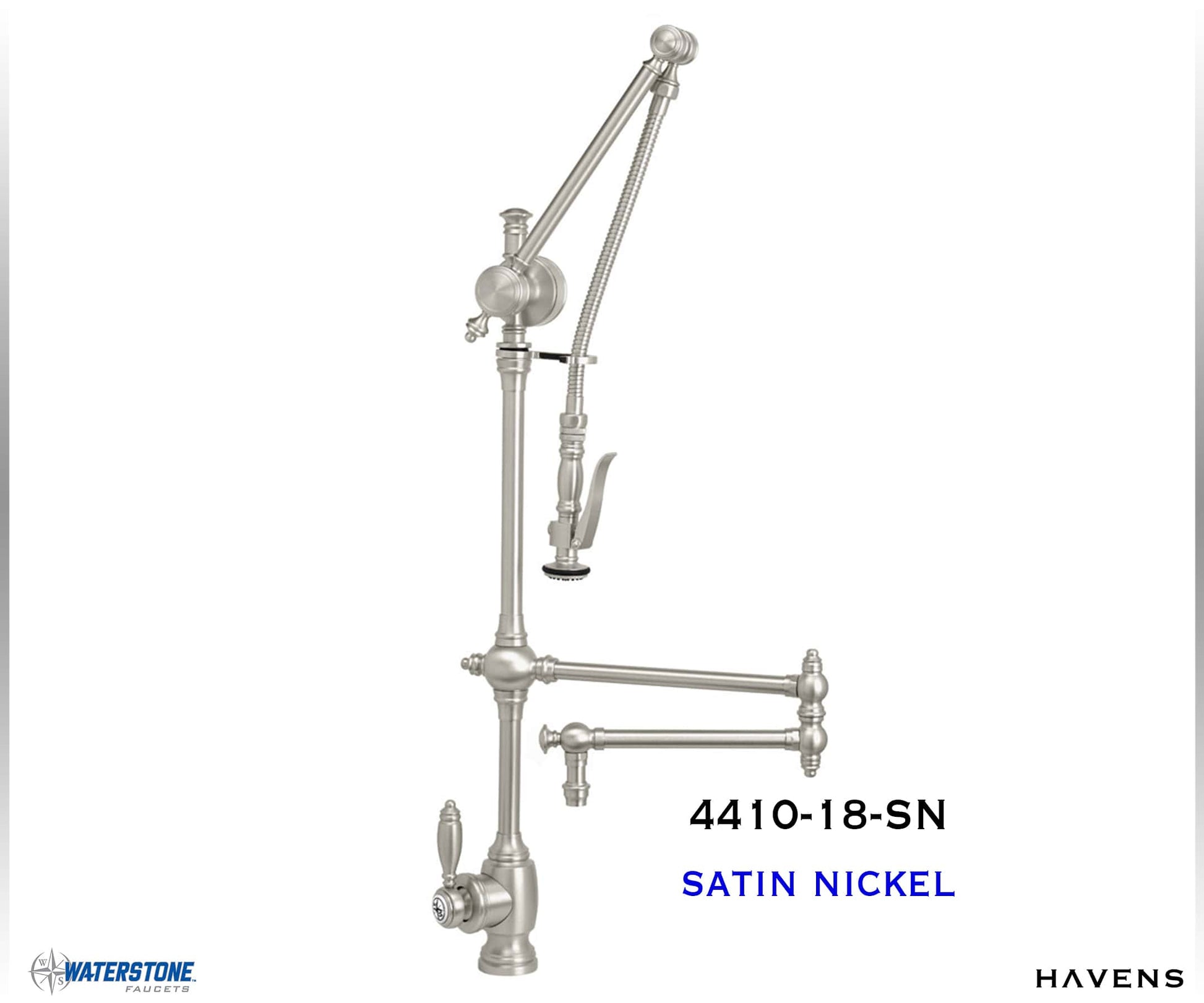 Waterstone Traditional Gantry Faucet – Articulated Spout 4410-18 - Havens | Luxury Metals