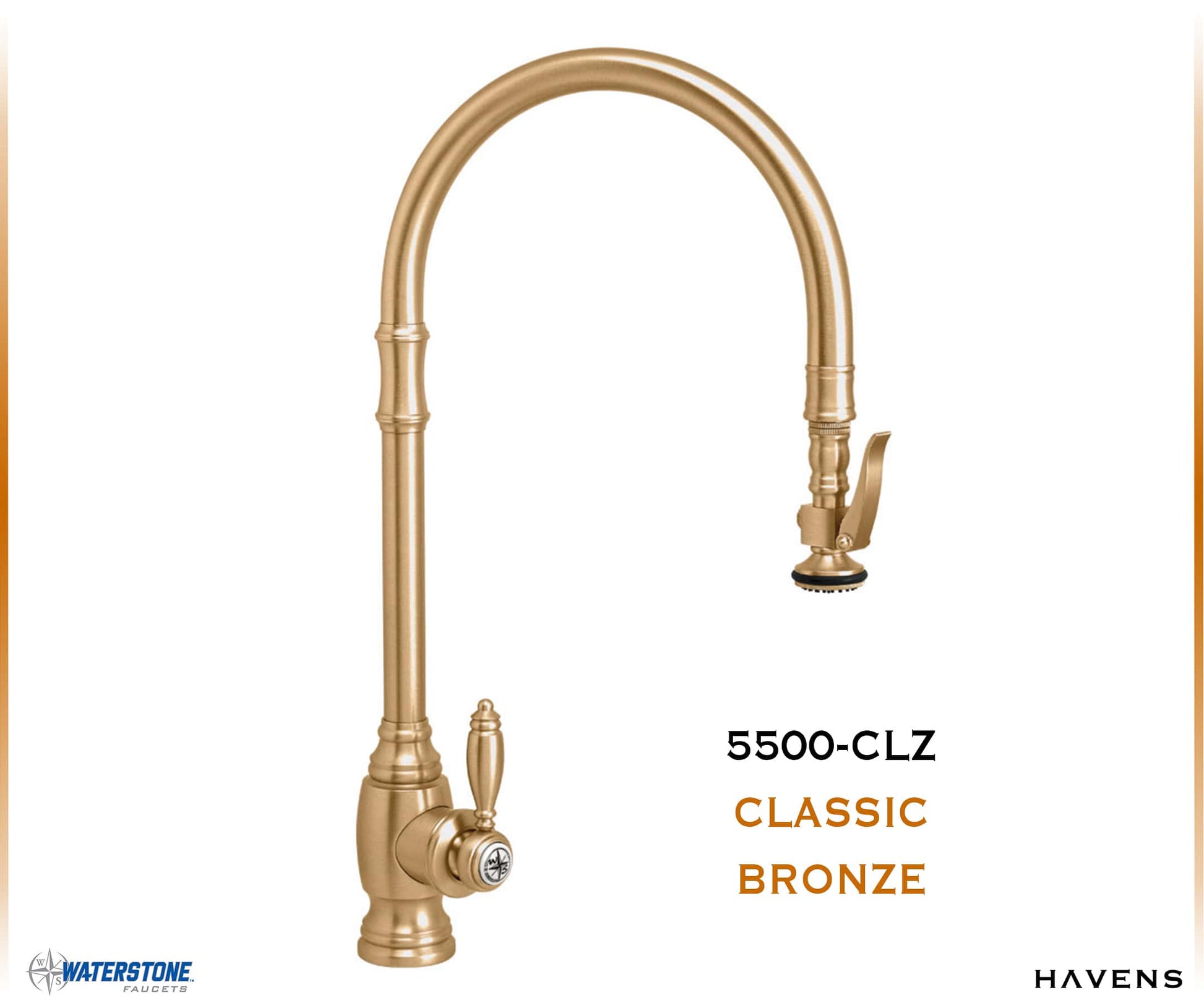 Waterstone Traditional Extended Reach PLP Pulldown Faucet 5500 - Havens | Luxury Metals