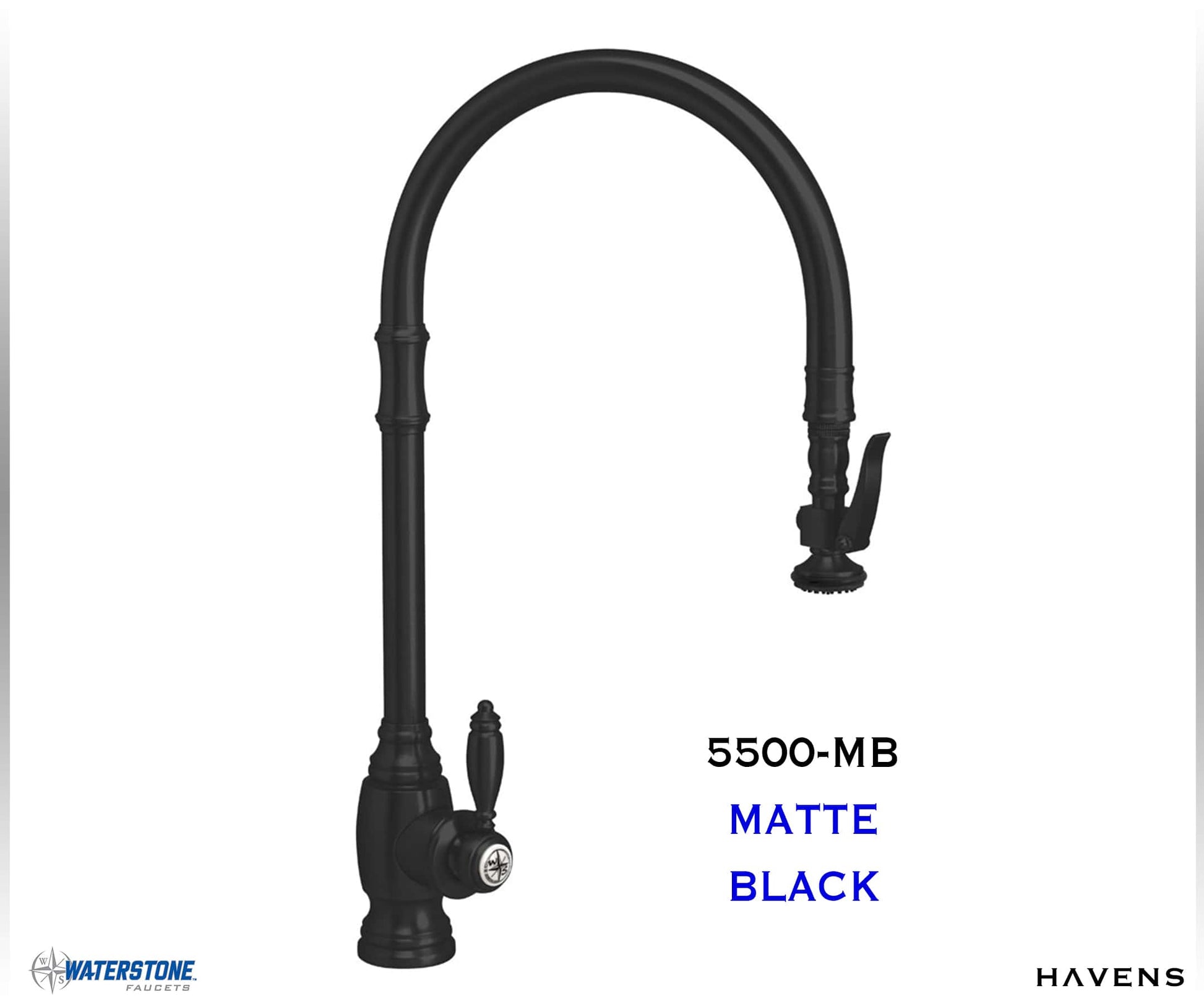 Waterstone Traditional Extended Reach PLP Pulldown Faucet 5500 - Havens | Luxury Metals