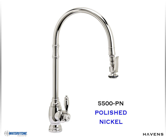 Waterstone Traditional Extended Reach PLP Pulldown Faucet 5500 - Havens | Luxury Metals