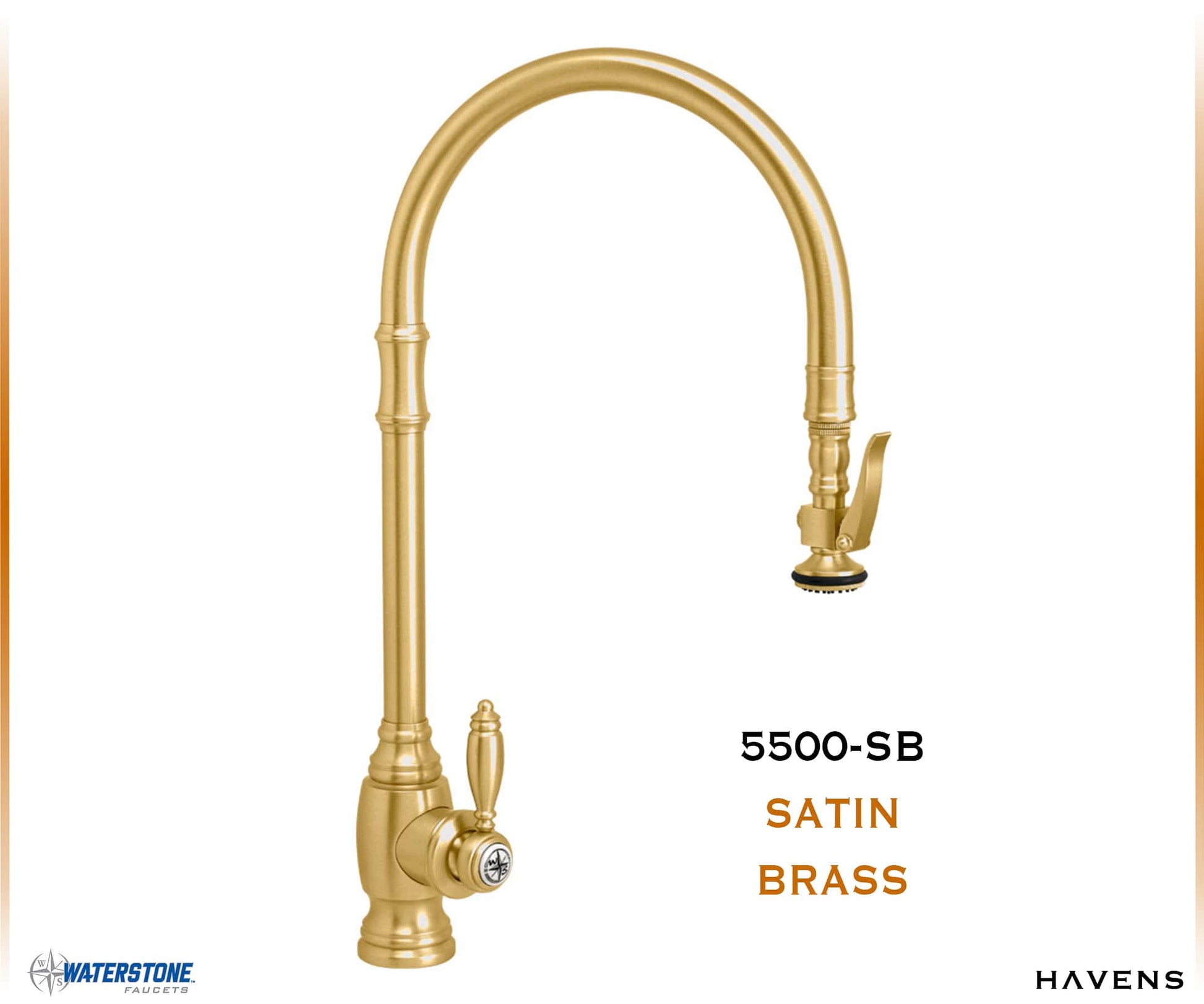 Waterstone Traditional Extended Reach PLP Pulldown Faucet 5500 - Havens | Luxury Metals