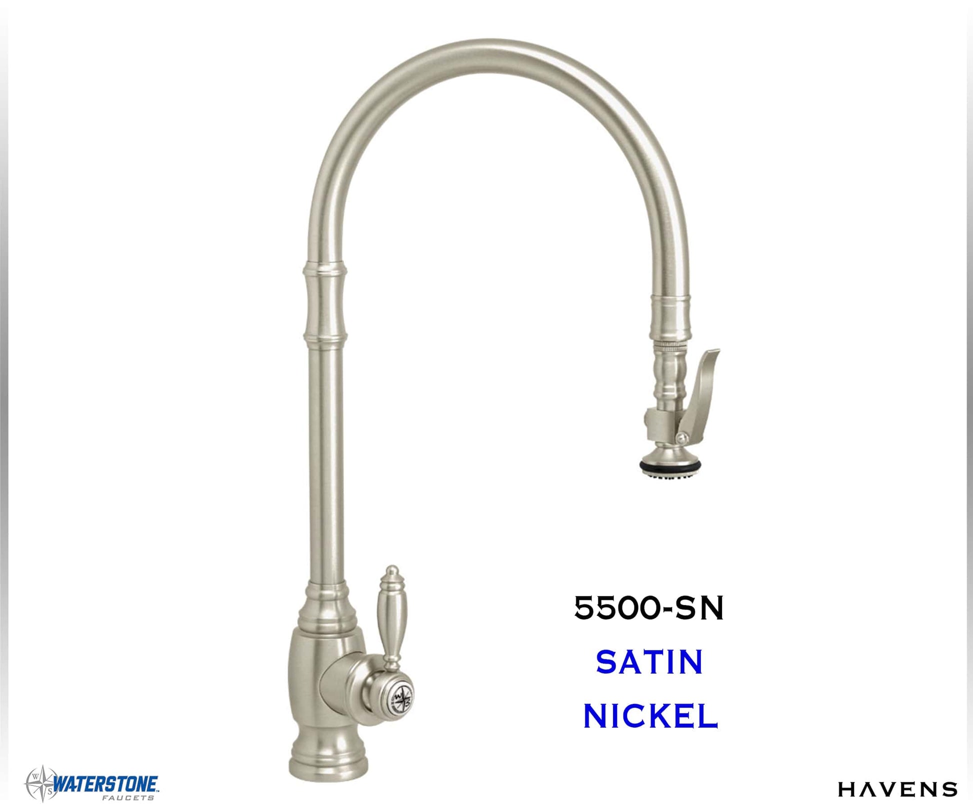 Waterstone Traditional Extended Reach PLP Pulldown Faucet 5500 - Havens | Luxury Metals