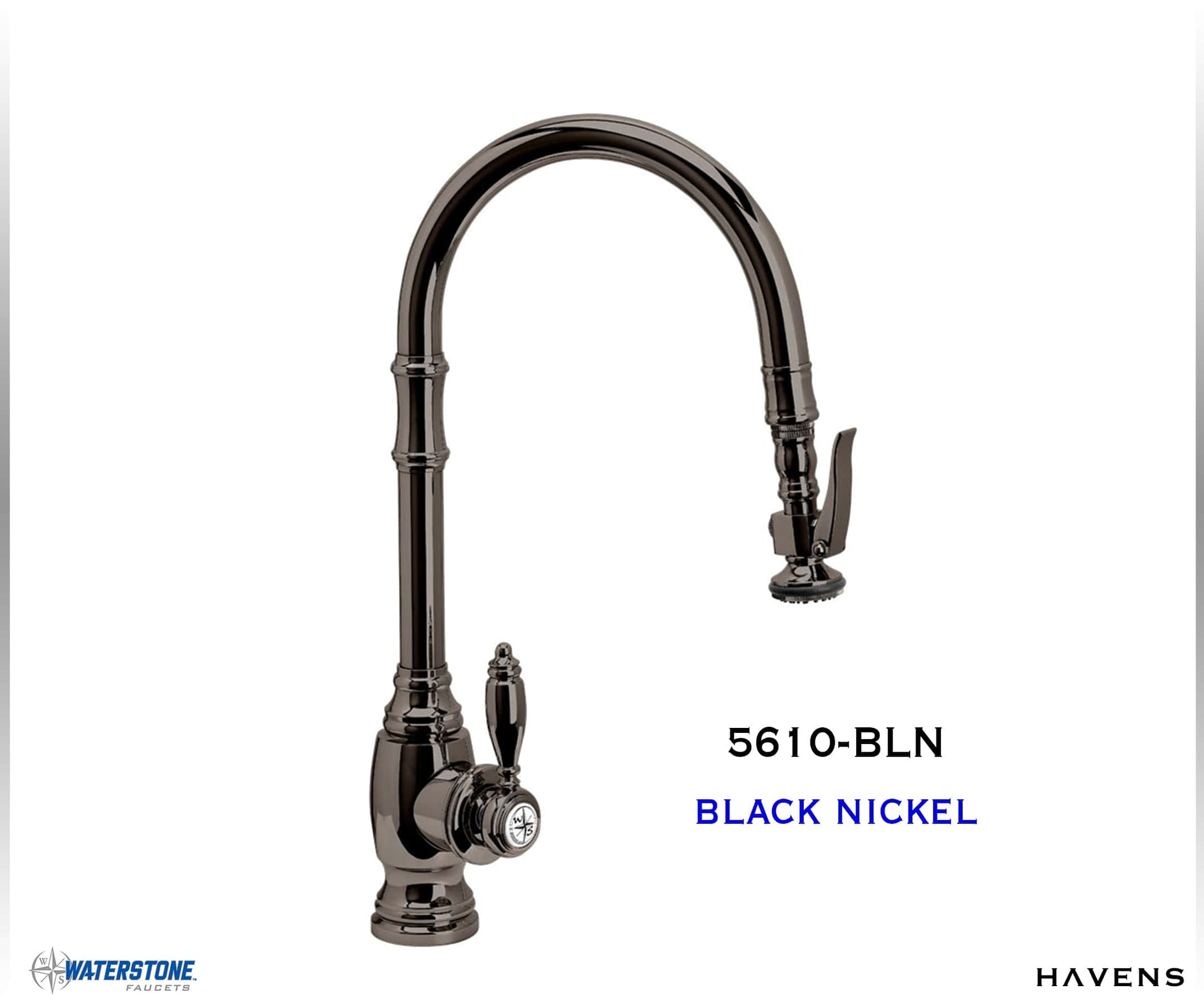 Waterstone Traditional PLP Pulldown Faucet 5610 (Angled Spout) - Havens | Luxury Metals