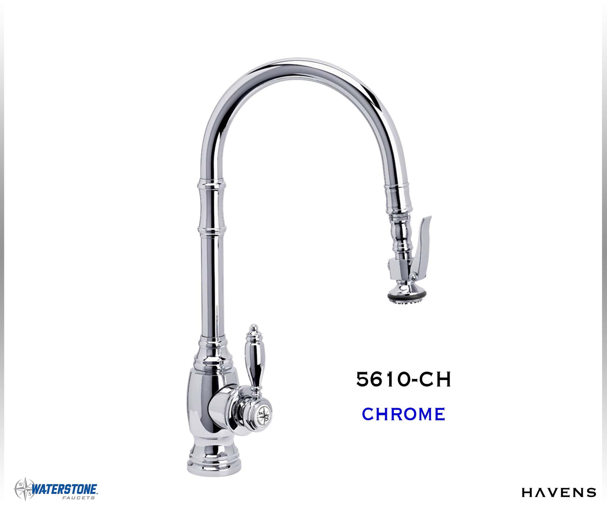 Waterstone Traditional PLP Pulldown Faucet 5610 (Angled Spout) - Havens | Luxury Metals