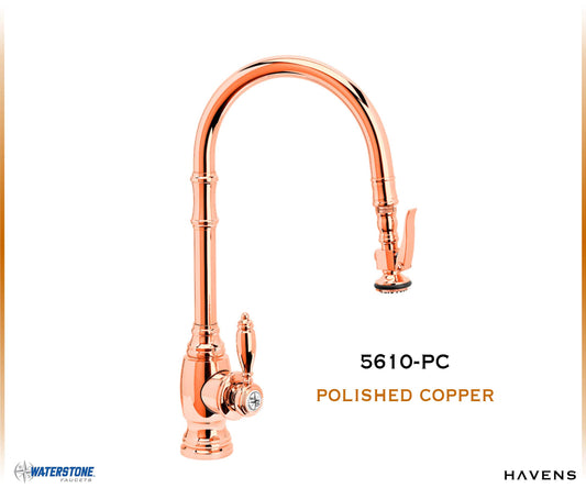 Waterstone Traditional PLP Pulldown Faucet 5610 (Angled Spout) - Havens | Luxury Metals