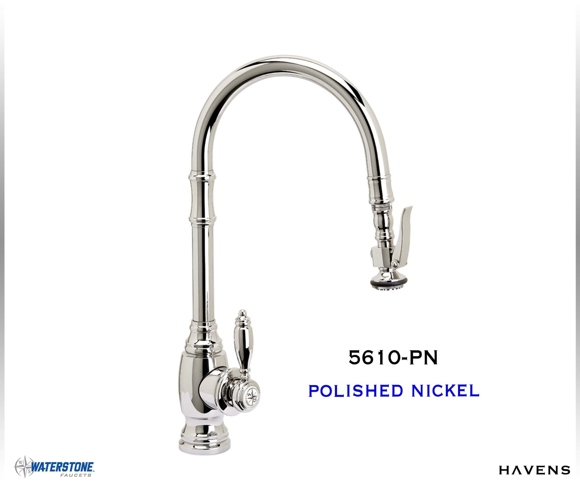 Waterstone Traditional PLP Pulldown Faucet 5610 (Angled Spout) - Havens | Luxury Metals