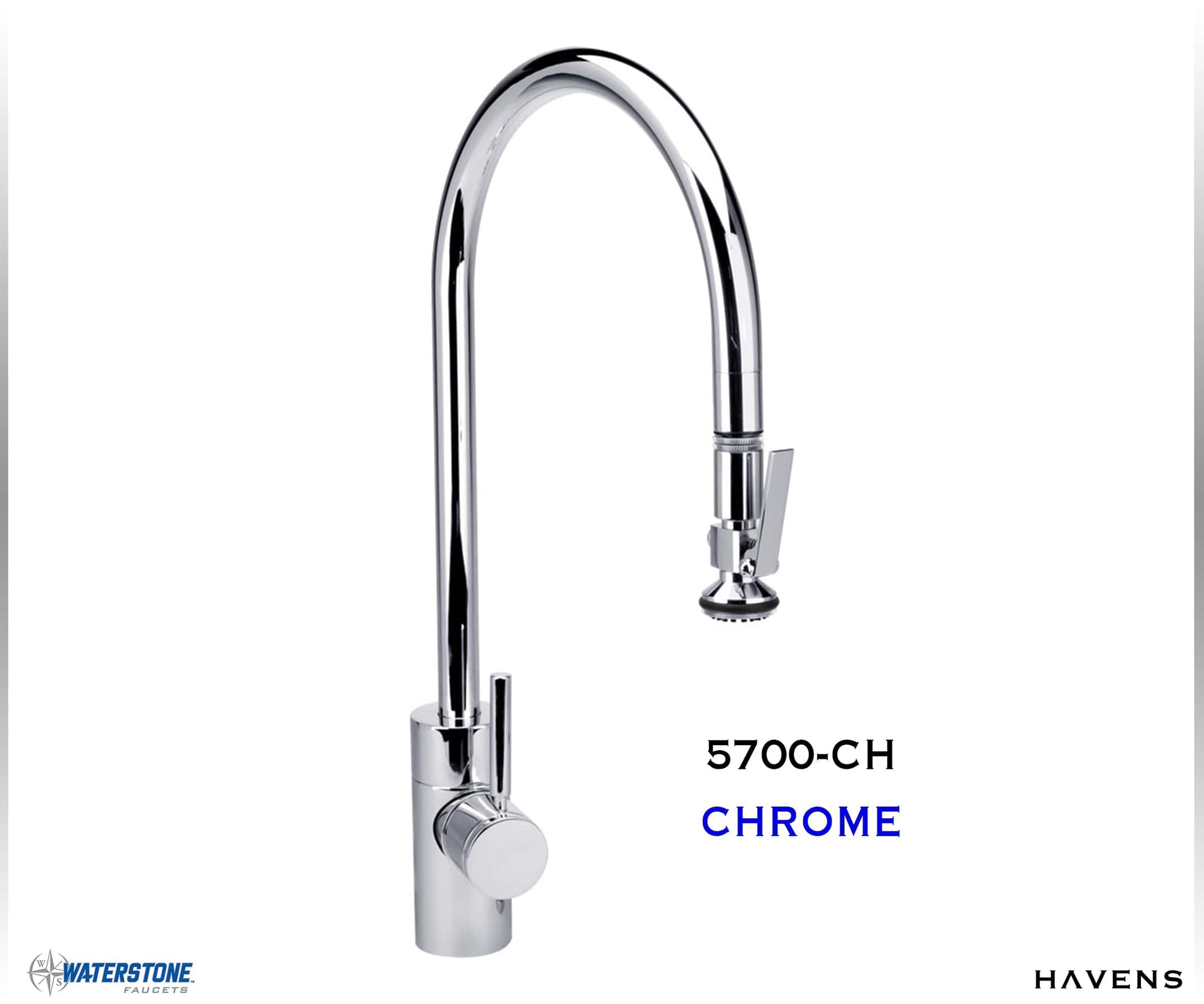 Waterstone Contemporary Extended Reach PLP Pulldown Faucet - 5700 - Havens | Luxury Metals