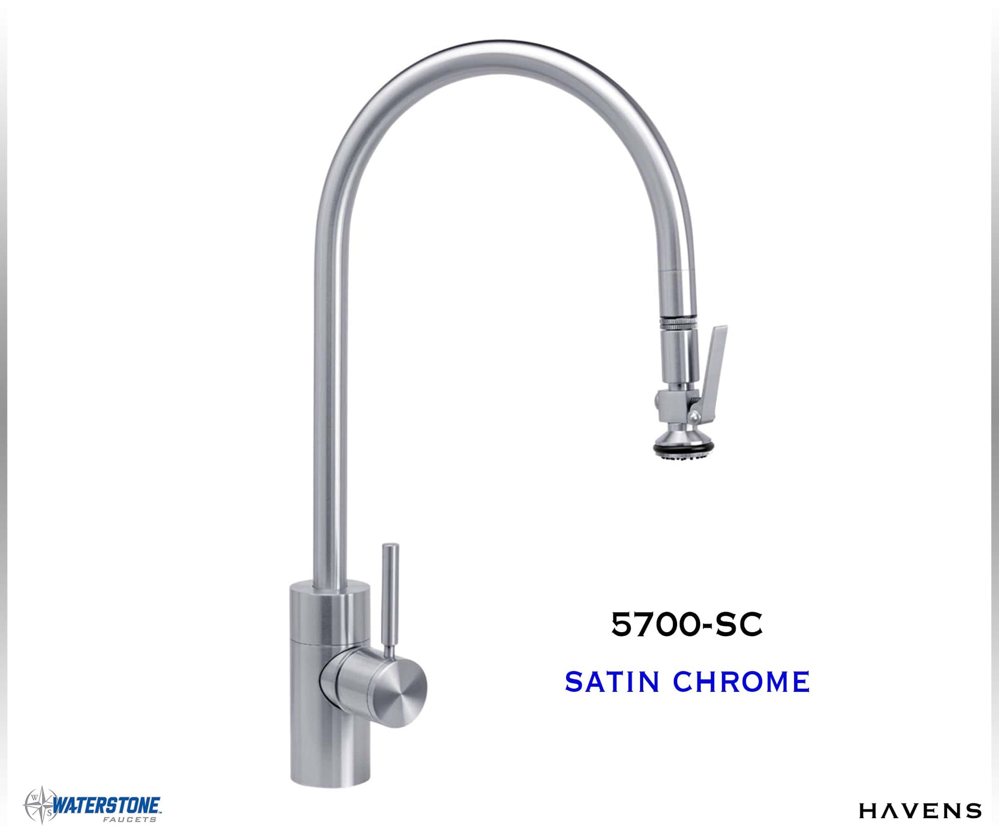 Waterstone Contemporary Extended Reach PLP Pulldown Faucet - 5700 - Havens | Luxury Metals