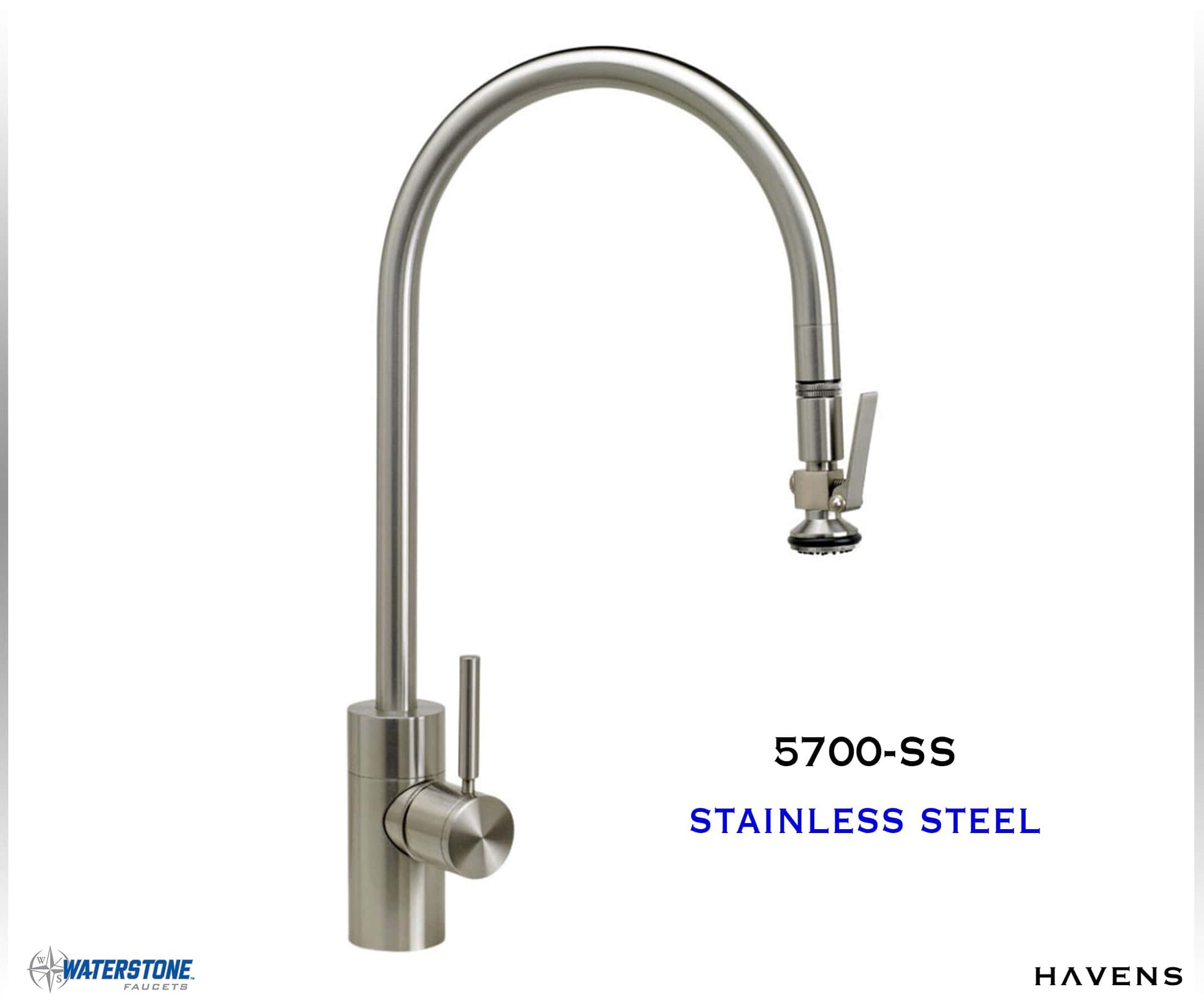 Waterstone Contemporary Extended Reach PLP Pulldown Faucet - 5700 - Havens | Luxury Metals