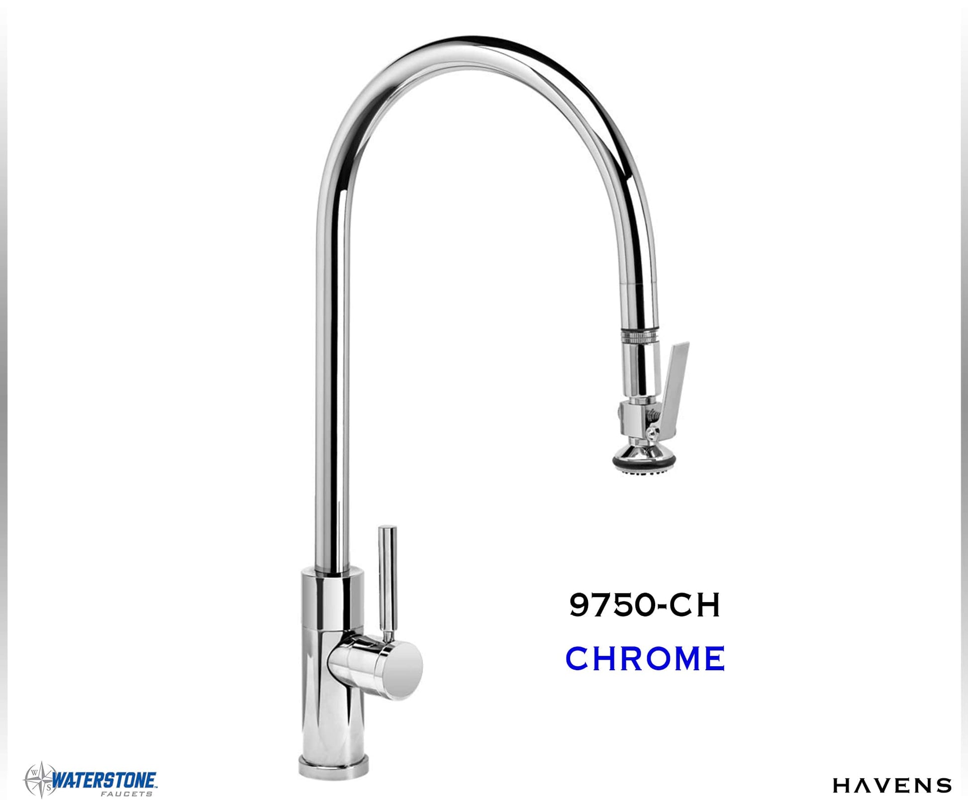 Waterstone Modern Extended Reach PLP Pulldown Faucet - 9750 - Havens | Luxury Metals