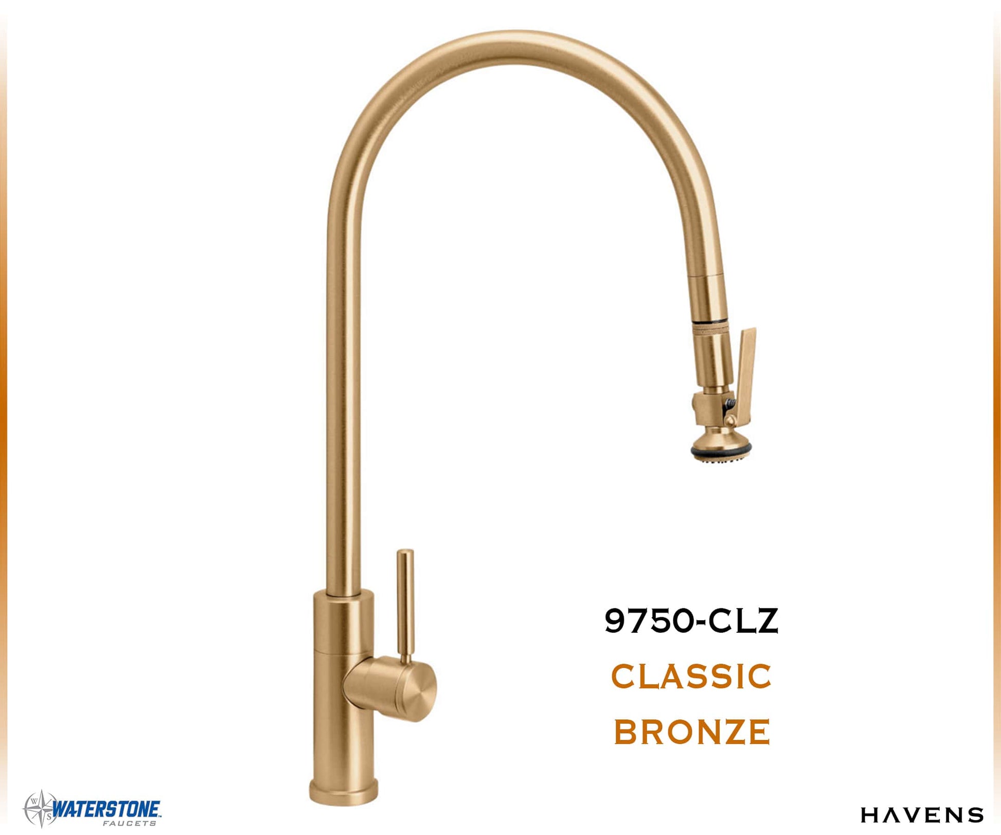 Waterstone Modern Extended Reach PLP Pulldown Faucet - 9750 - Havens | Luxury Metals