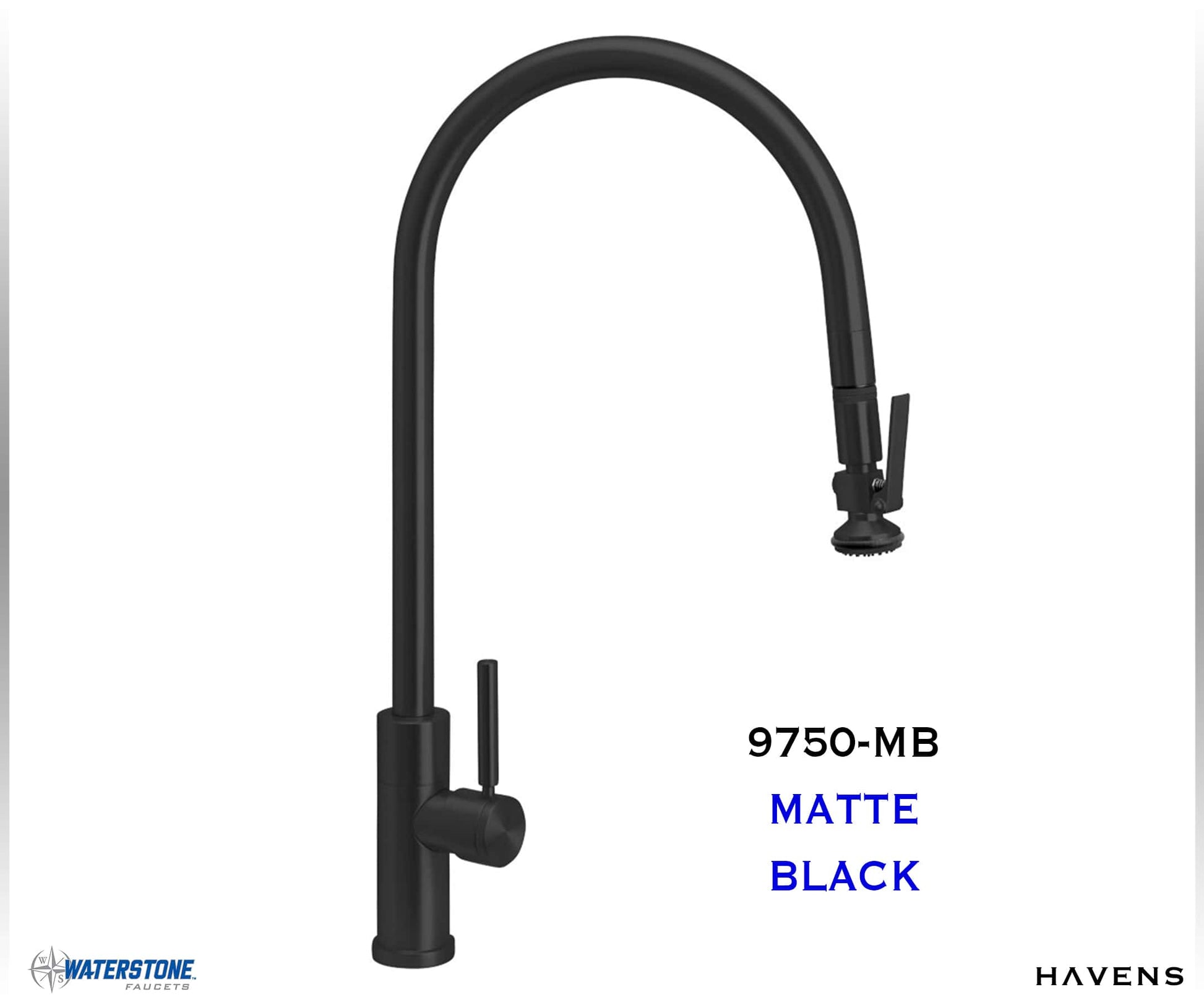 Waterstone Modern Extended Reach PLP Pulldown Faucet - 9750 - Havens | Luxury Metals