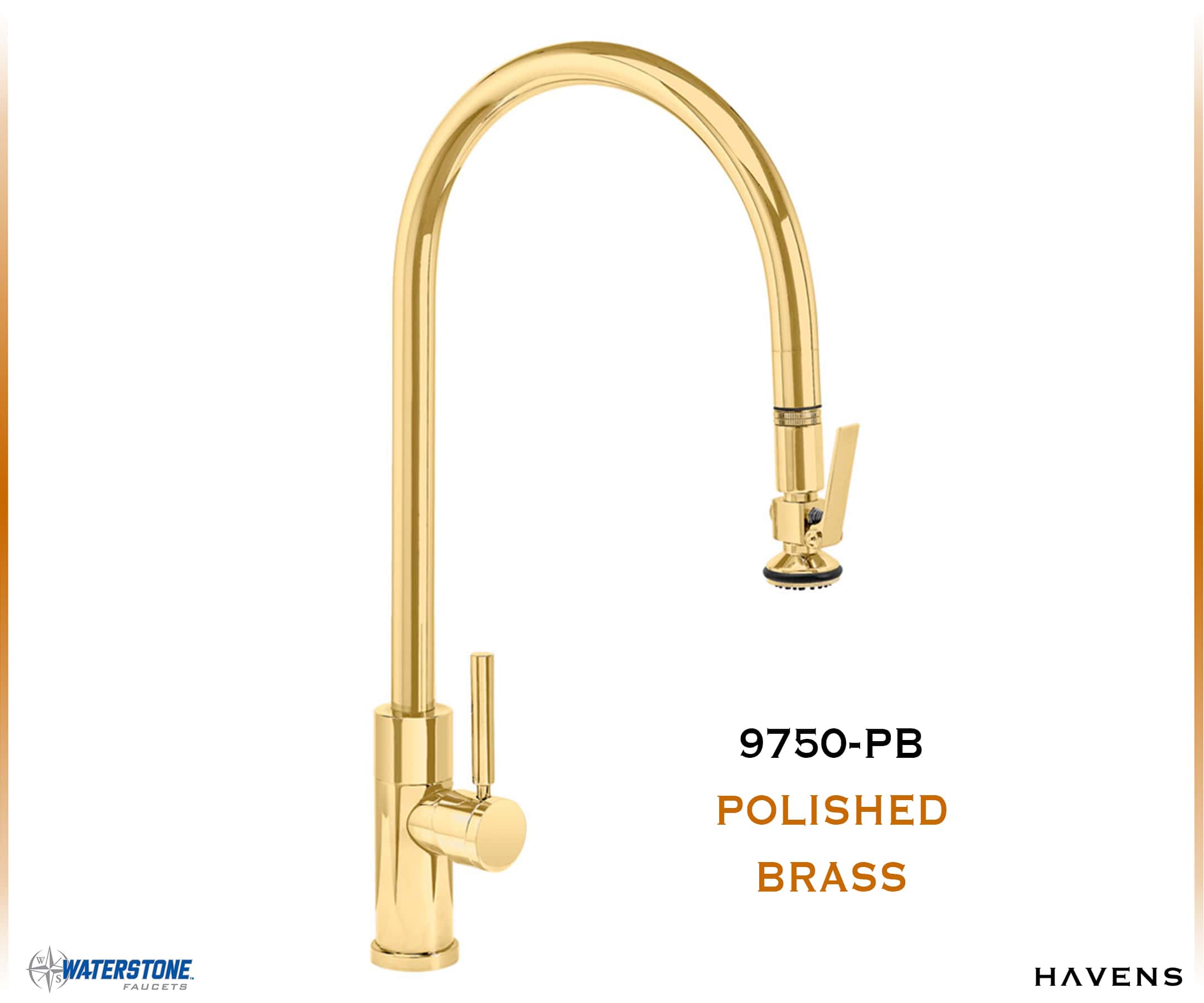 Waterstone Modern Extended Reach PLP Pulldown Faucet - 9750 - Havens | Luxury Metals