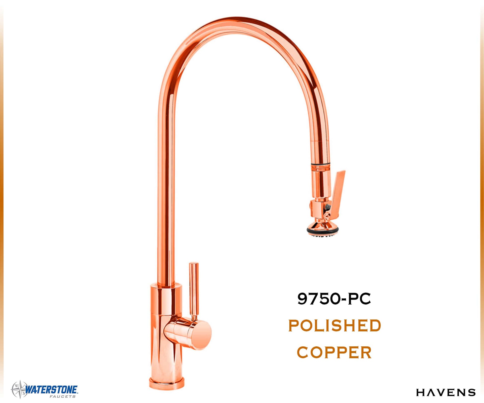 Waterstone Modern Extended Reach PLP Pulldown Faucet - 9750 - Havens | Luxury Metals