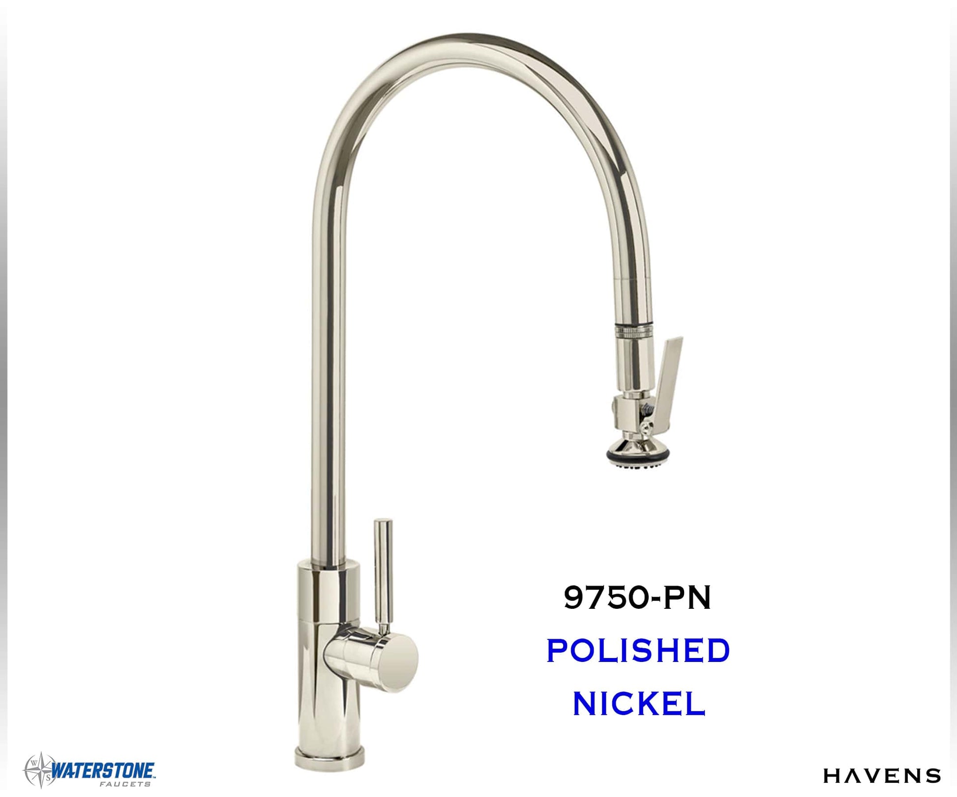 Waterstone Modern Extended Reach PLP Pulldown Faucet - 9750 - Havens | Luxury Metals