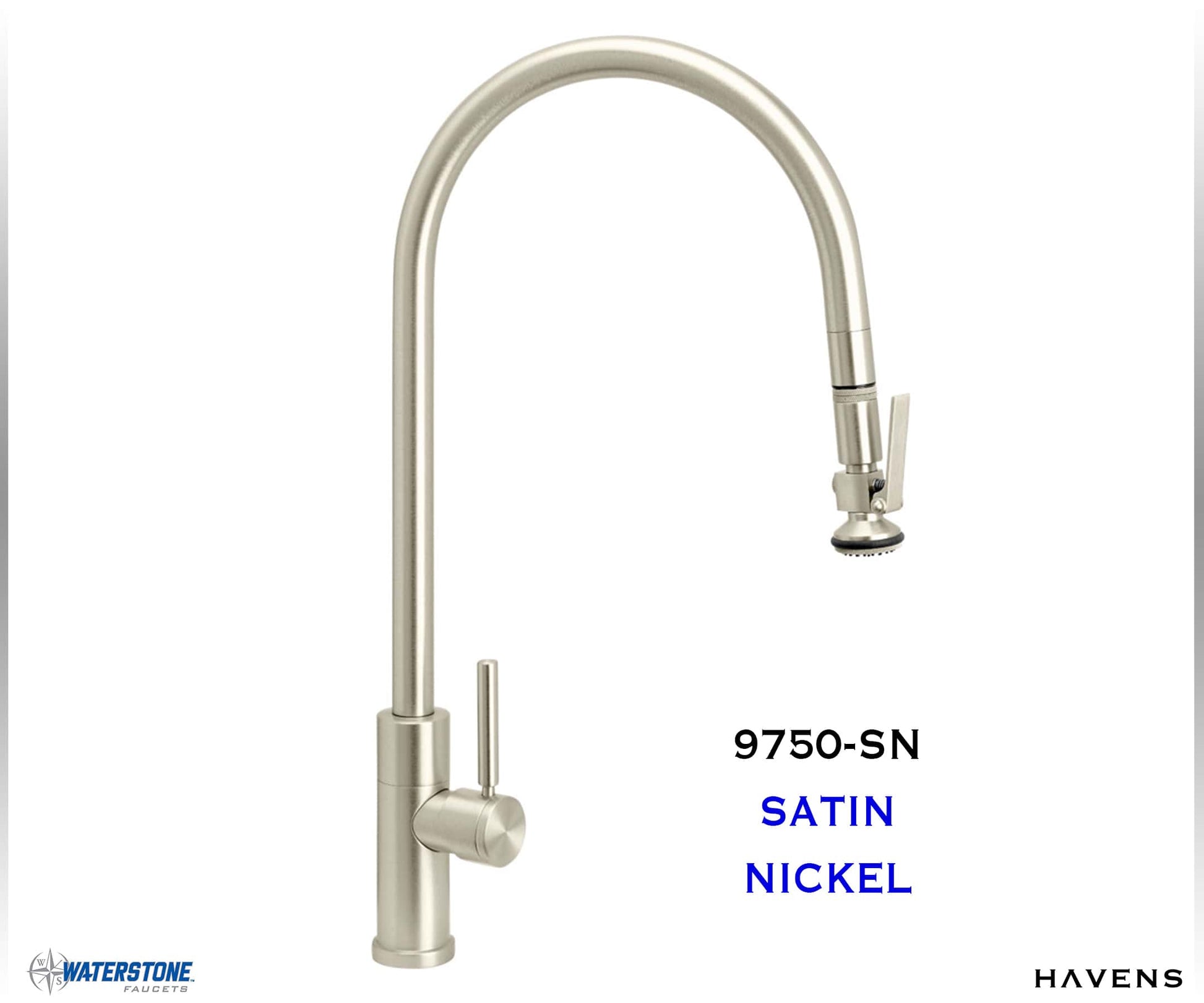 Waterstone Modern Extended Reach PLP Pulldown Faucet - 9750 - Havens | Luxury Metals