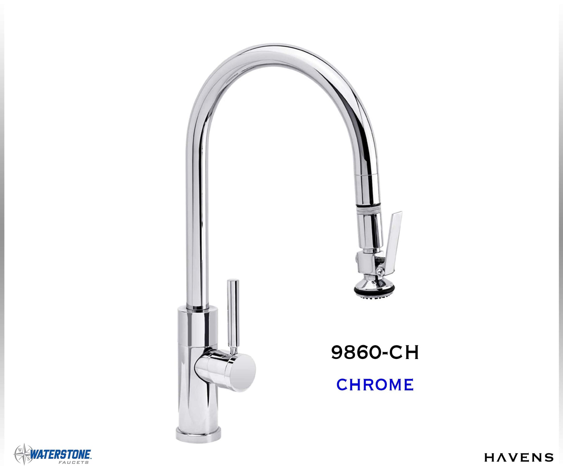 Waterstone Modern PLP Angled Pulldown Faucet - 9860 - Havens | Luxury Metals