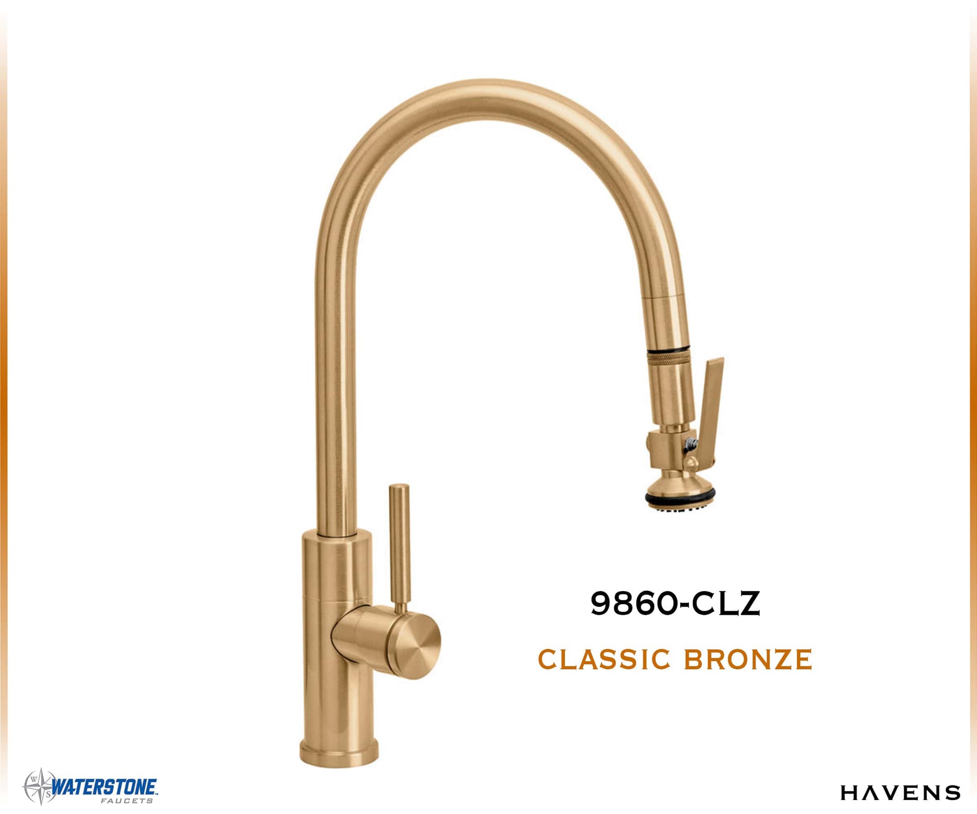 Waterstone Modern PLP Angled Pulldown Faucet - 9860 - Havens | Luxury Metals