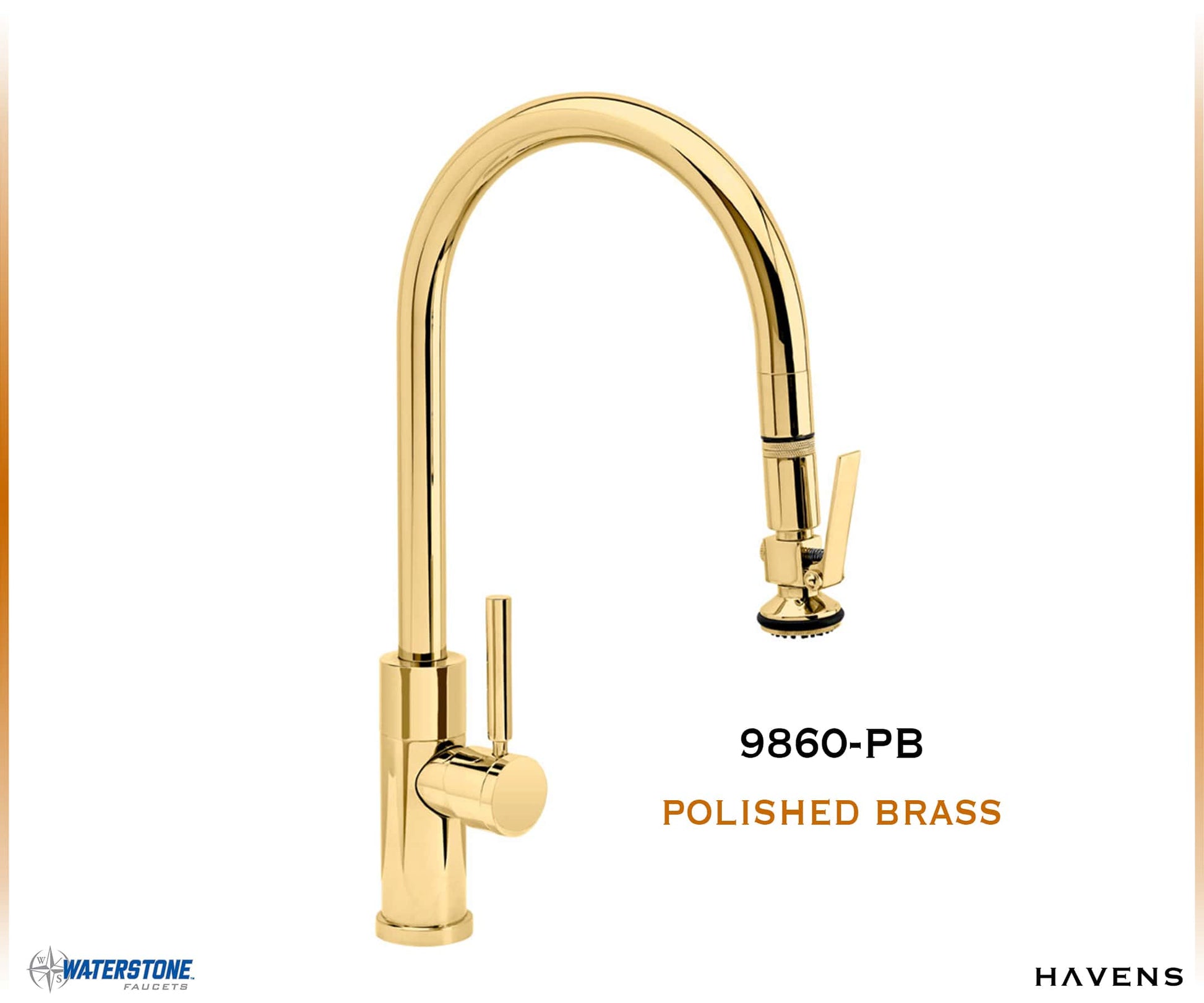 Waterstone Modern PLP Angled Pulldown Faucet - 9860 - Havens | Luxury Metals