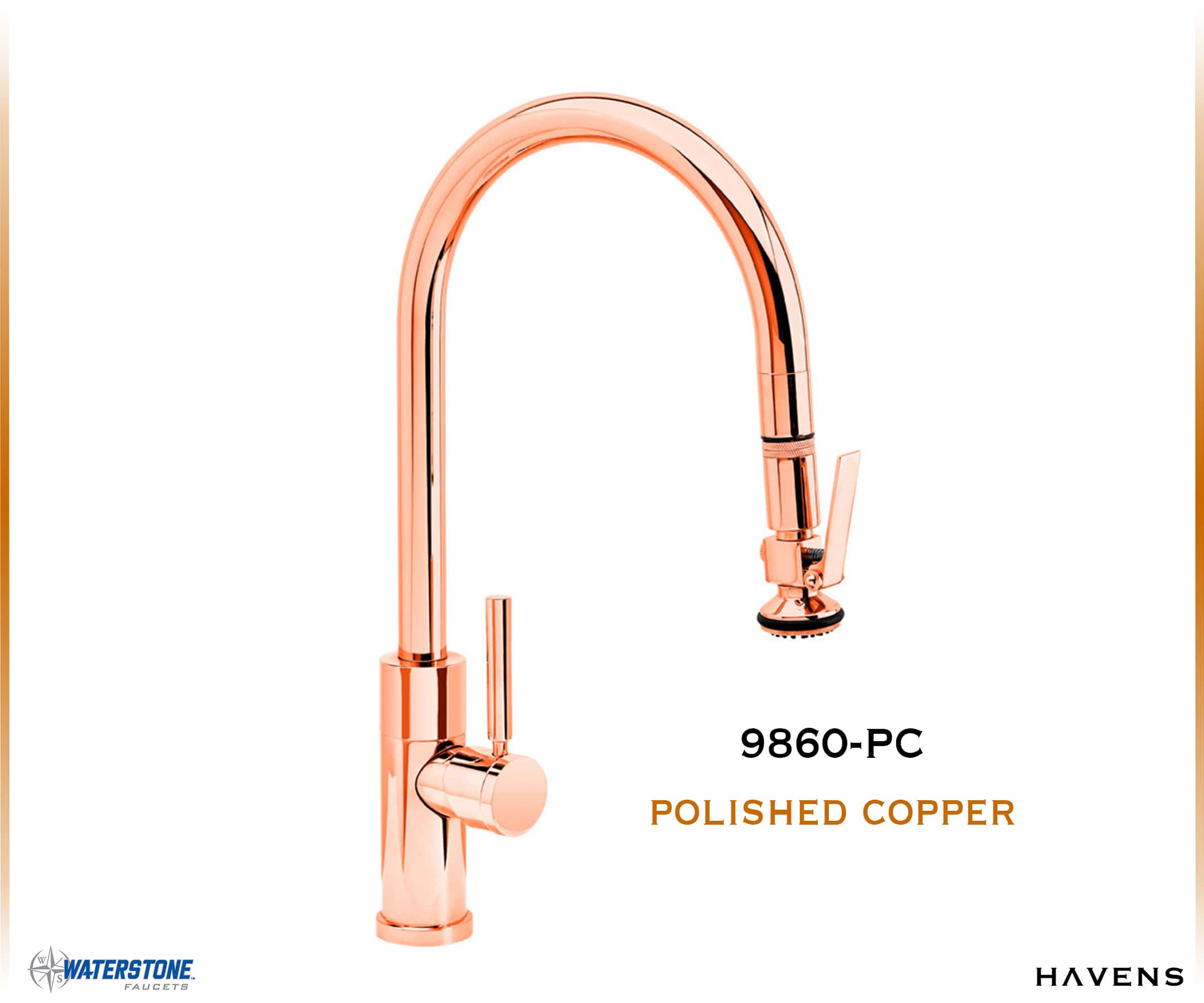 Waterstone Modern PLP Angled Pulldown Faucet - 9860 - Havens | Luxury Metals