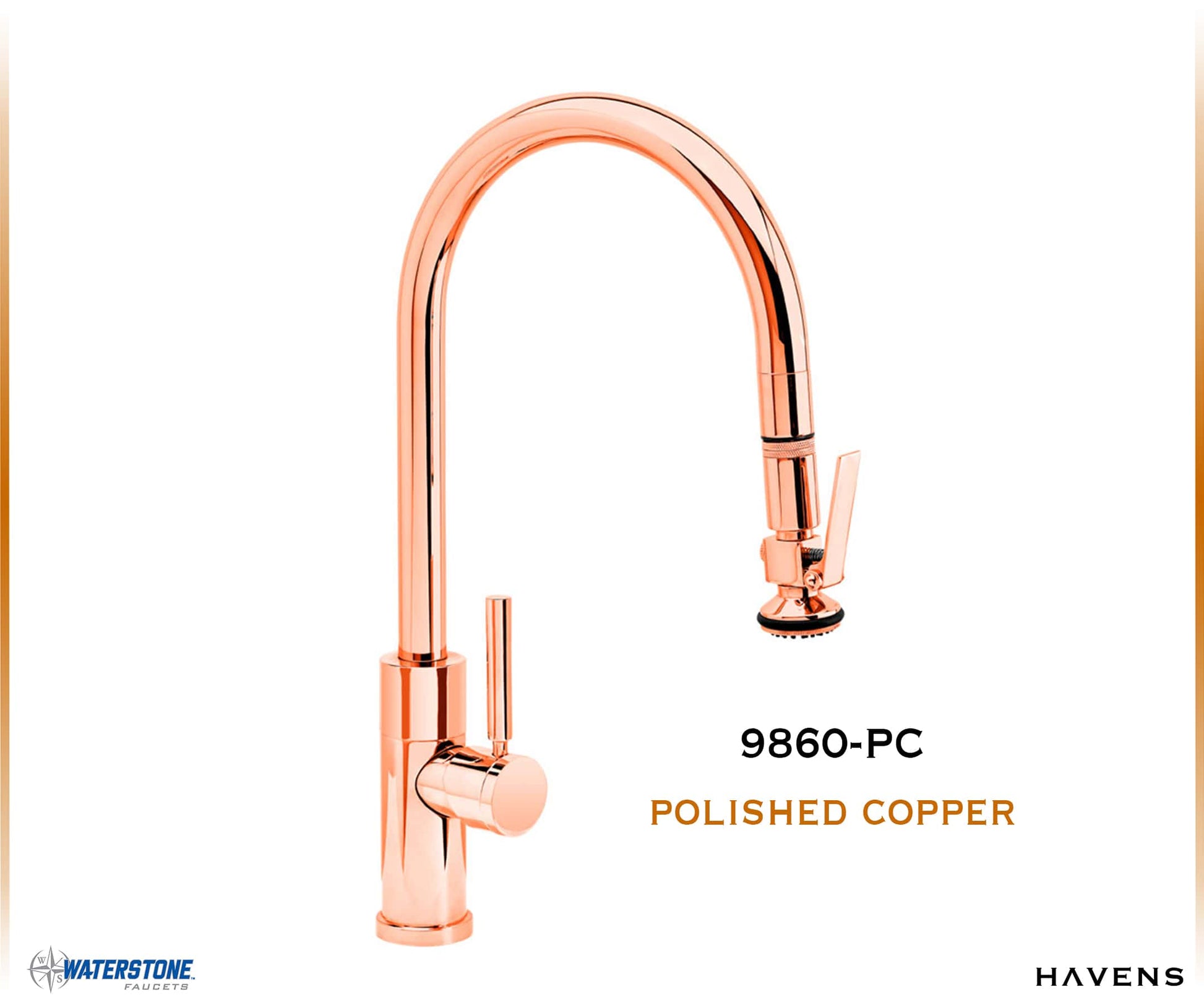 Waterstone Modern PLP Angled Pulldown Faucet - 9860 - Havens | Luxury Metals