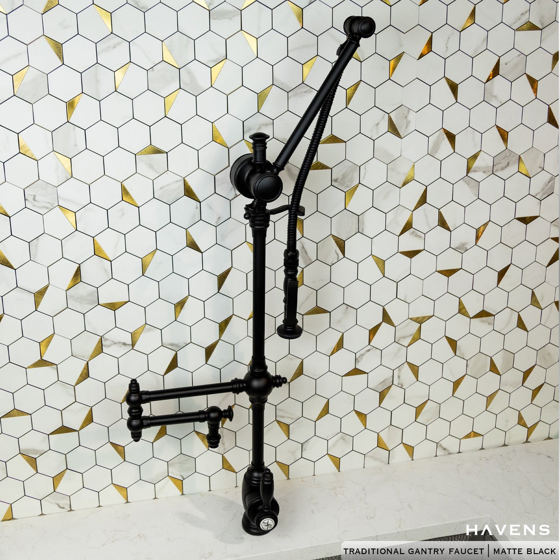 Waterstone Traditional Gantry Faucet – Articulated Spout 4410-12 - Havens | Luxury Metals