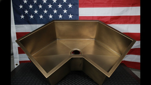  corner sink natural brass 