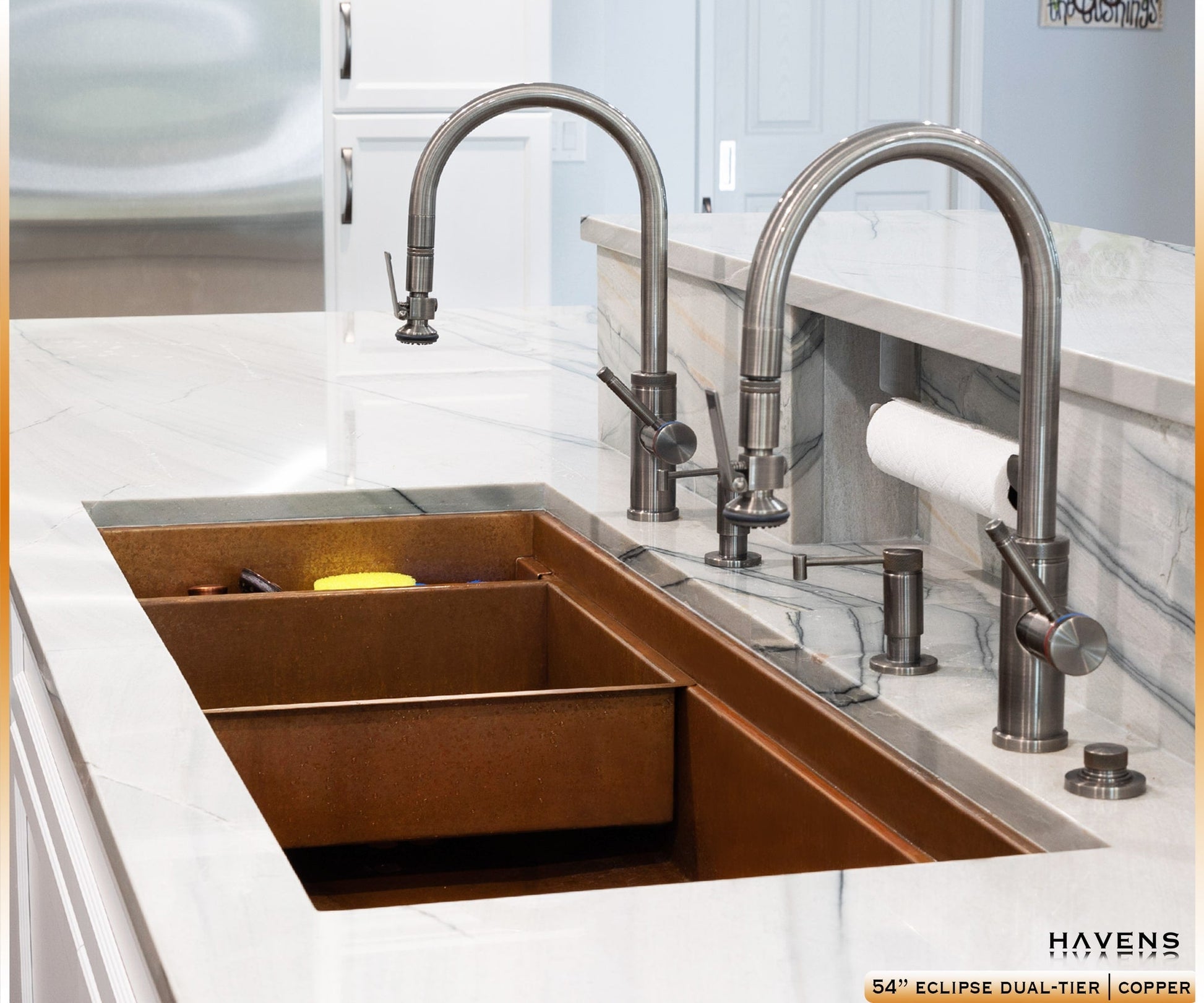 Eclipse Double Bowl Sink - Pure Copper - Havens | Luxury Metals