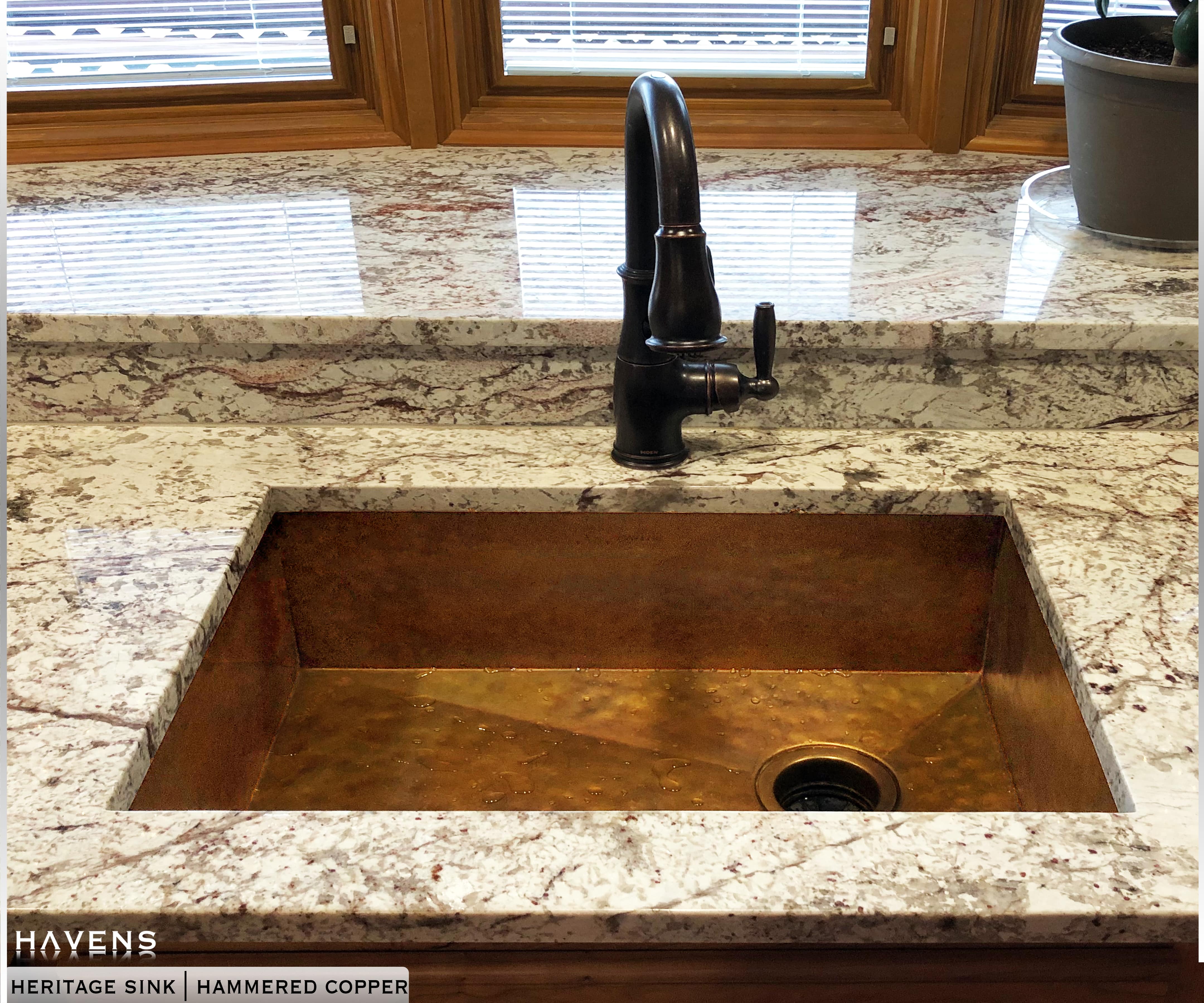 Heritage Undermount Sink - Hand Hammered Pure Copper - Havens Luxury Metals 