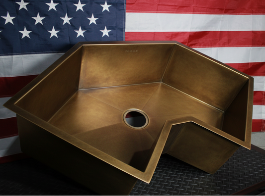 natural brass corner sink