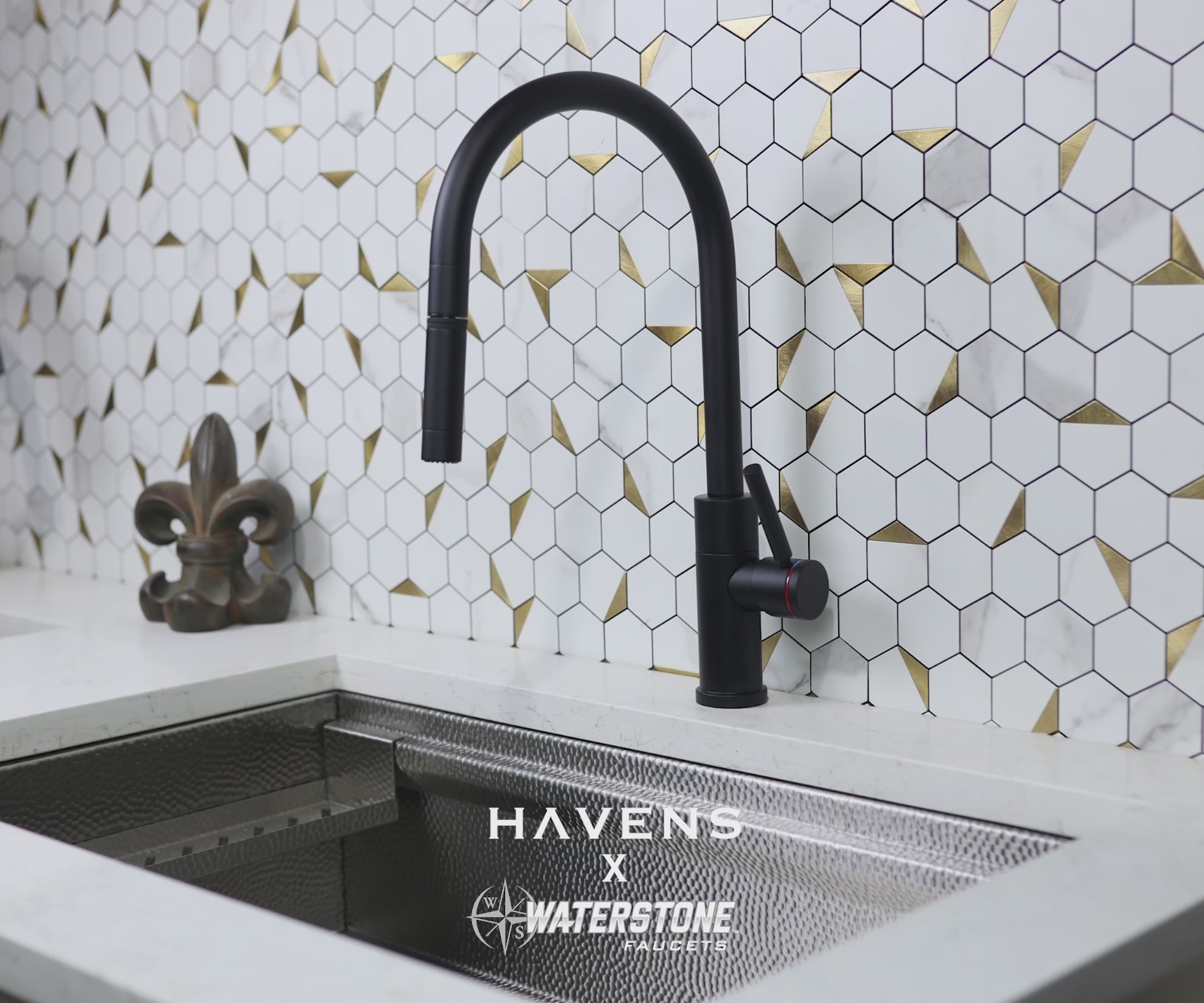 Waterstone Modern PLP Pulldown Faucet -Toggle Sprayer – Angled Spout - 9460