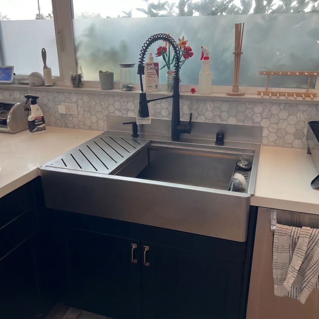 Topmount Farmhouse Sink - Stainless Steel