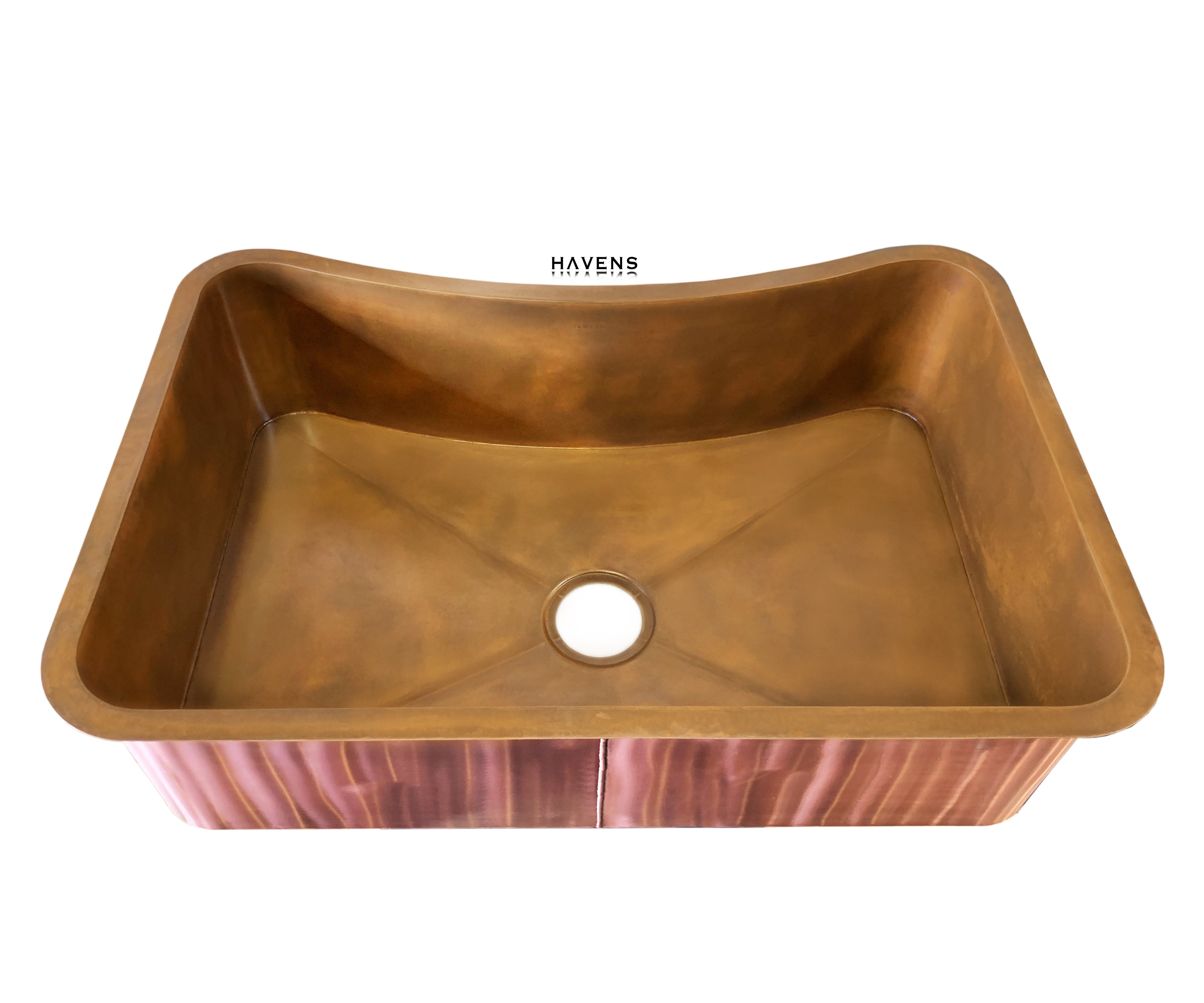 Custom Radius Corner Sink - Copper - Havens | Luxury Metals