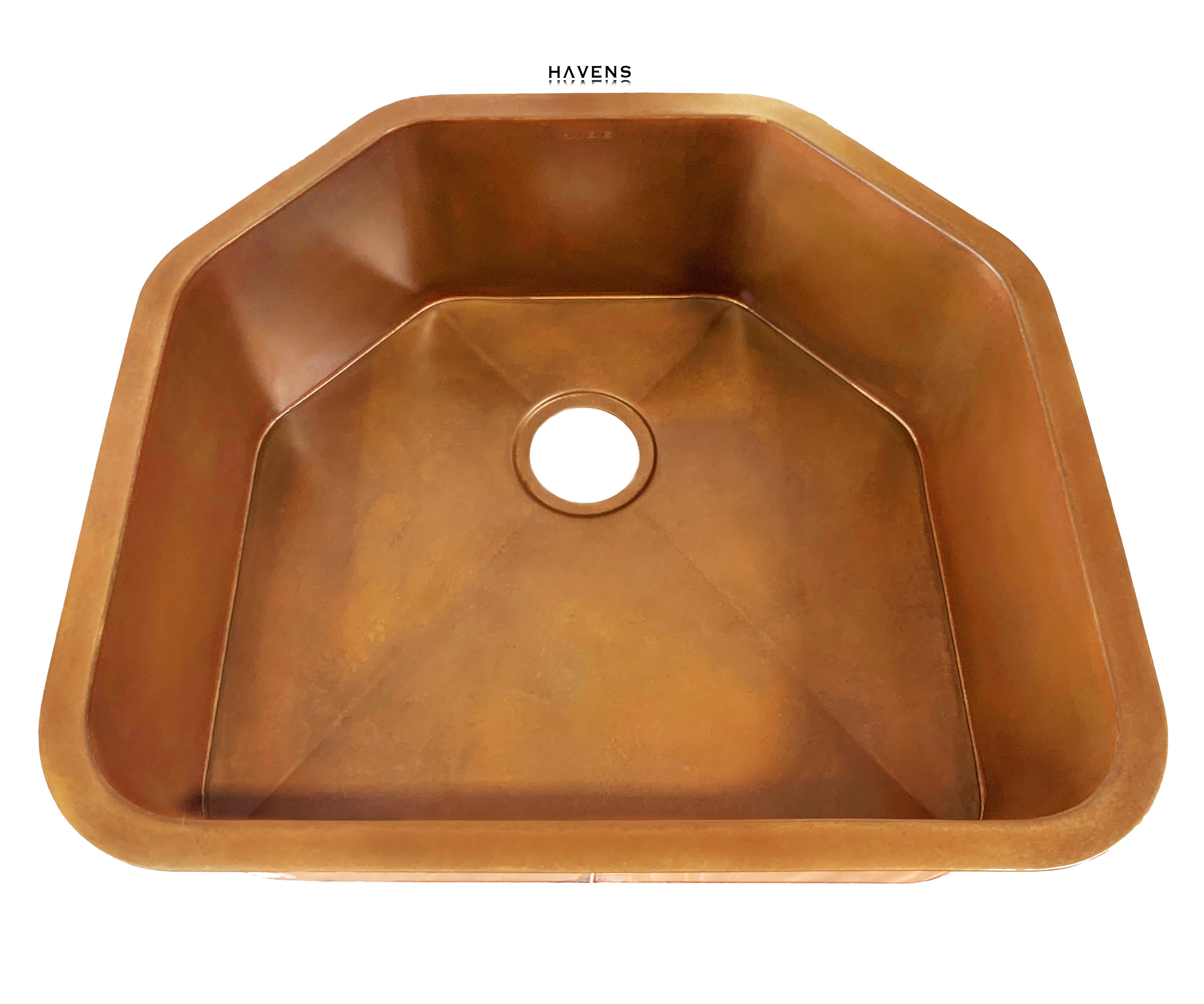Custom Radius Corner Sink - Copper - Havens | Luxury Metals