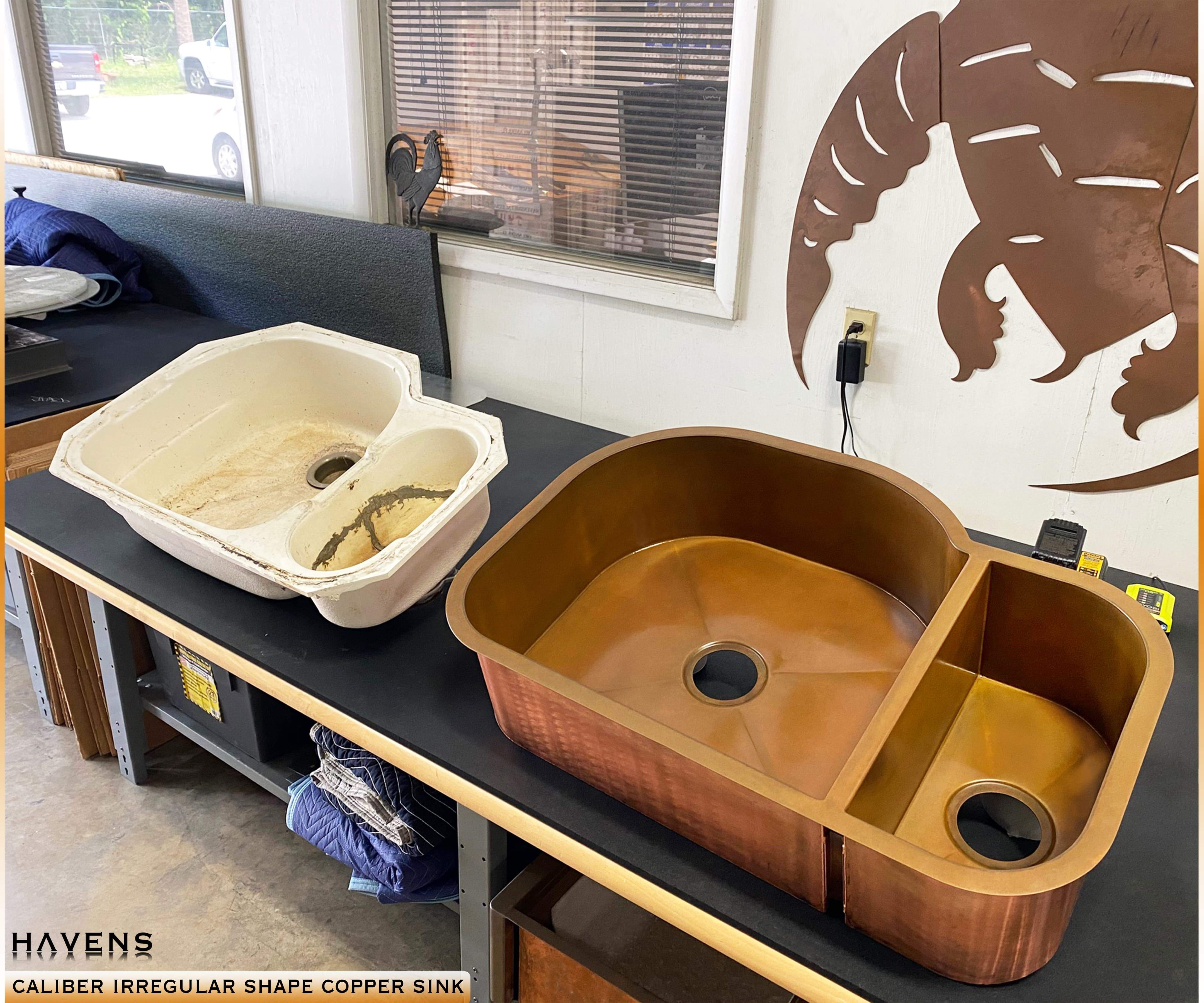 Custom Radius Corner Sink - Copper - Havens | Luxury Metals
