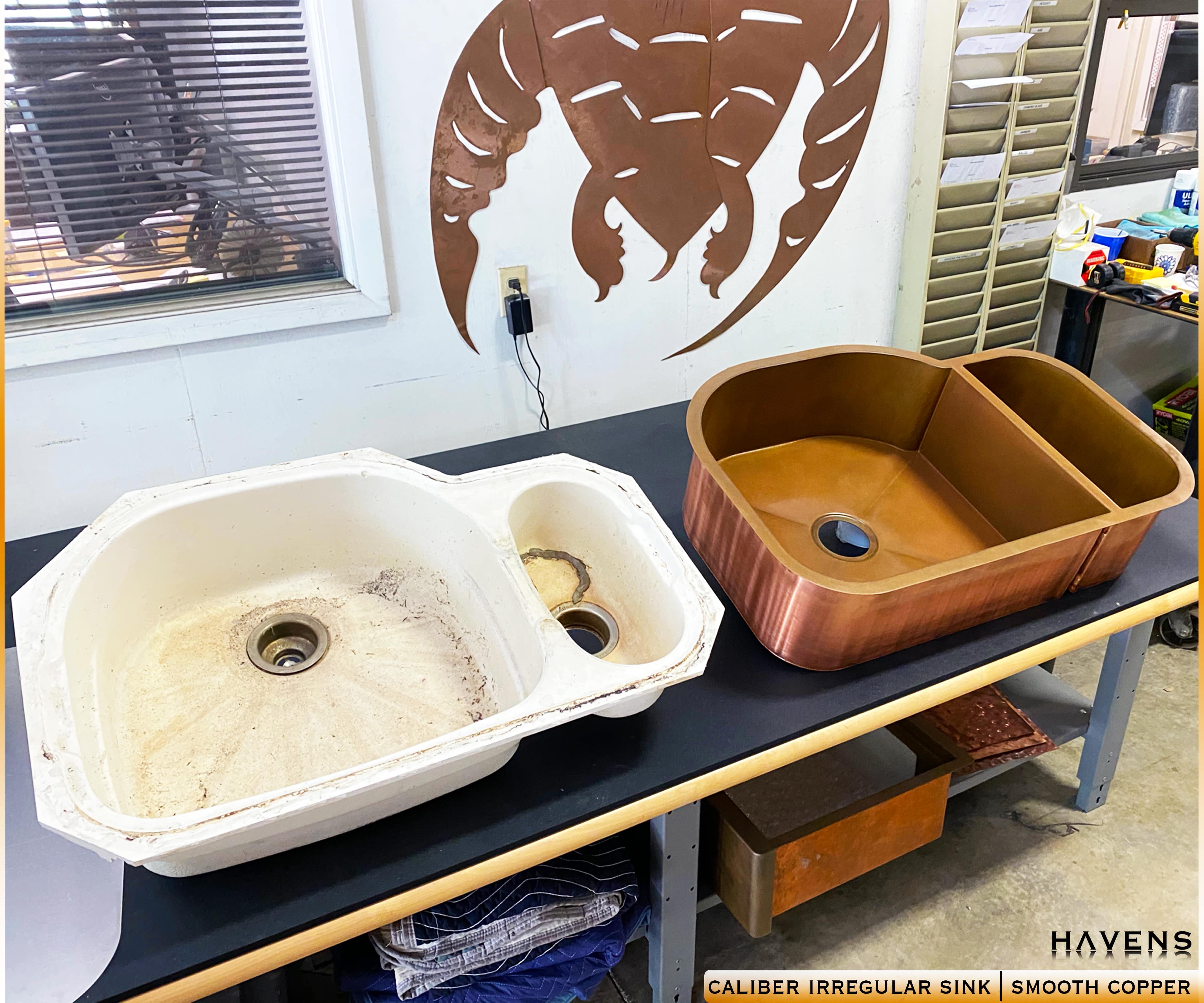 Custom Irregular Shape Sink - Pure Copper - Havens | Luxury Metals