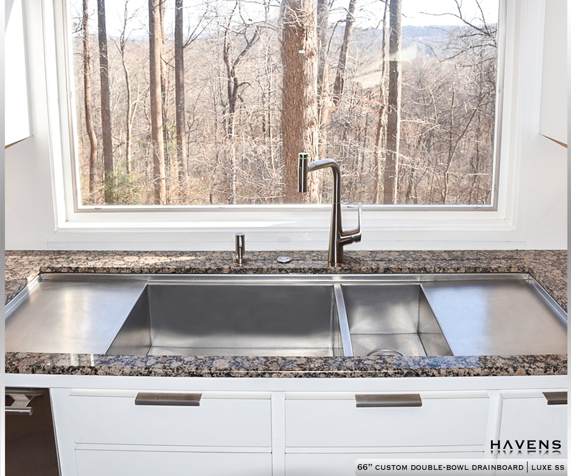 Custom Double Drainboard Sink - Stainless - Havens | Luxury Metals