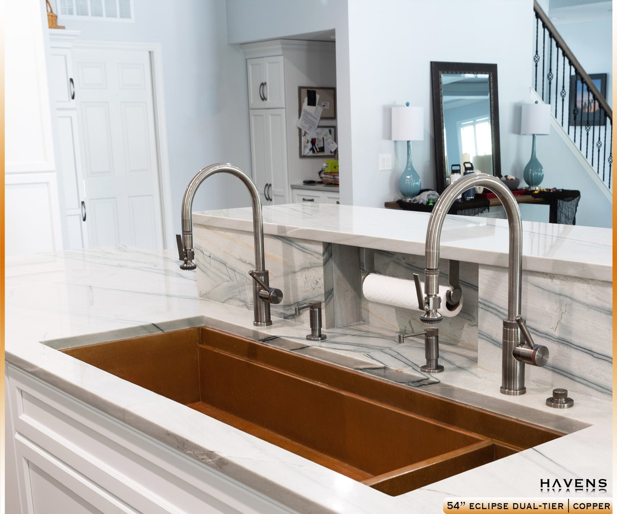 Custom Double Drainboard Sink - Pure Copper - Havens