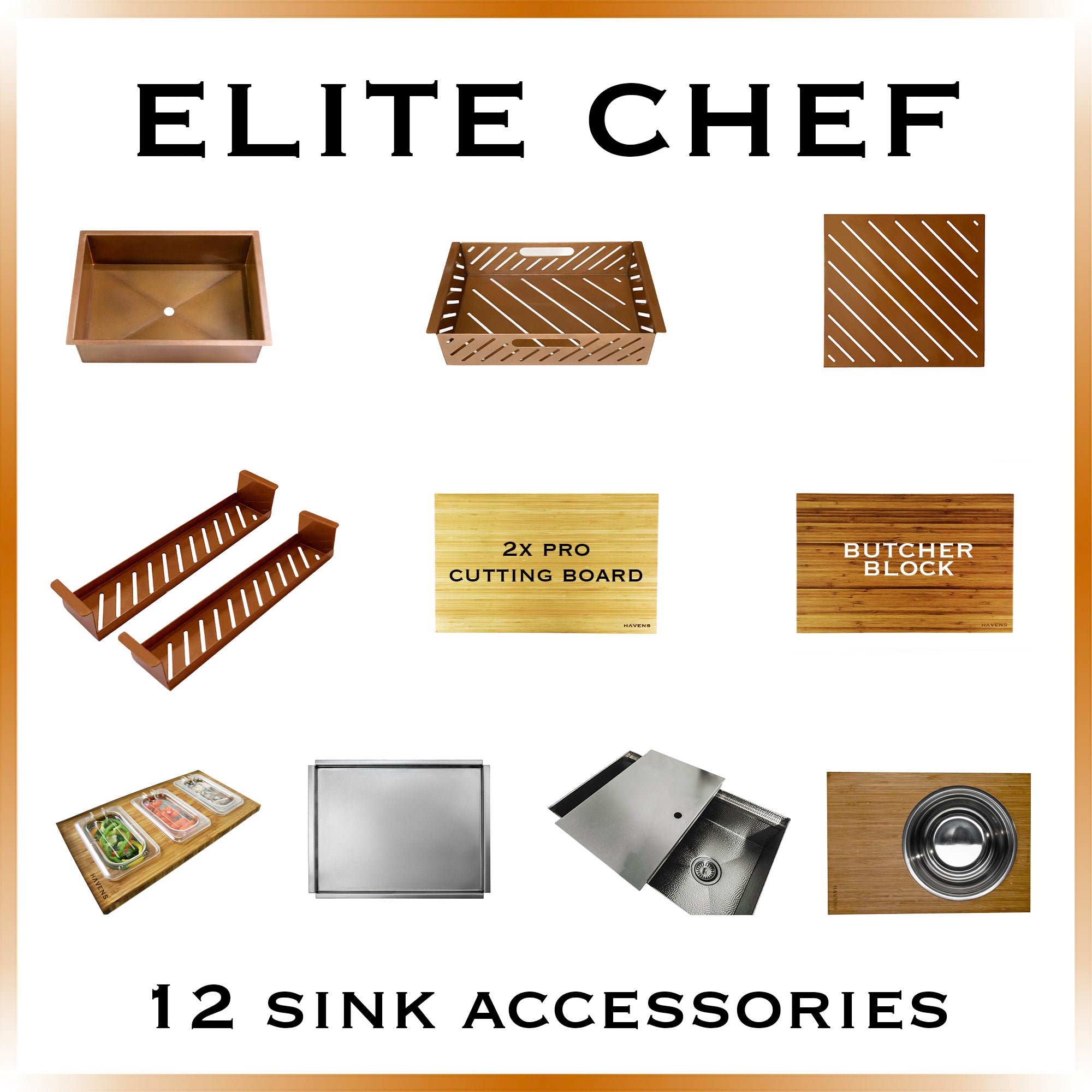 Elite Chef (12 Accessories) Pure Copper