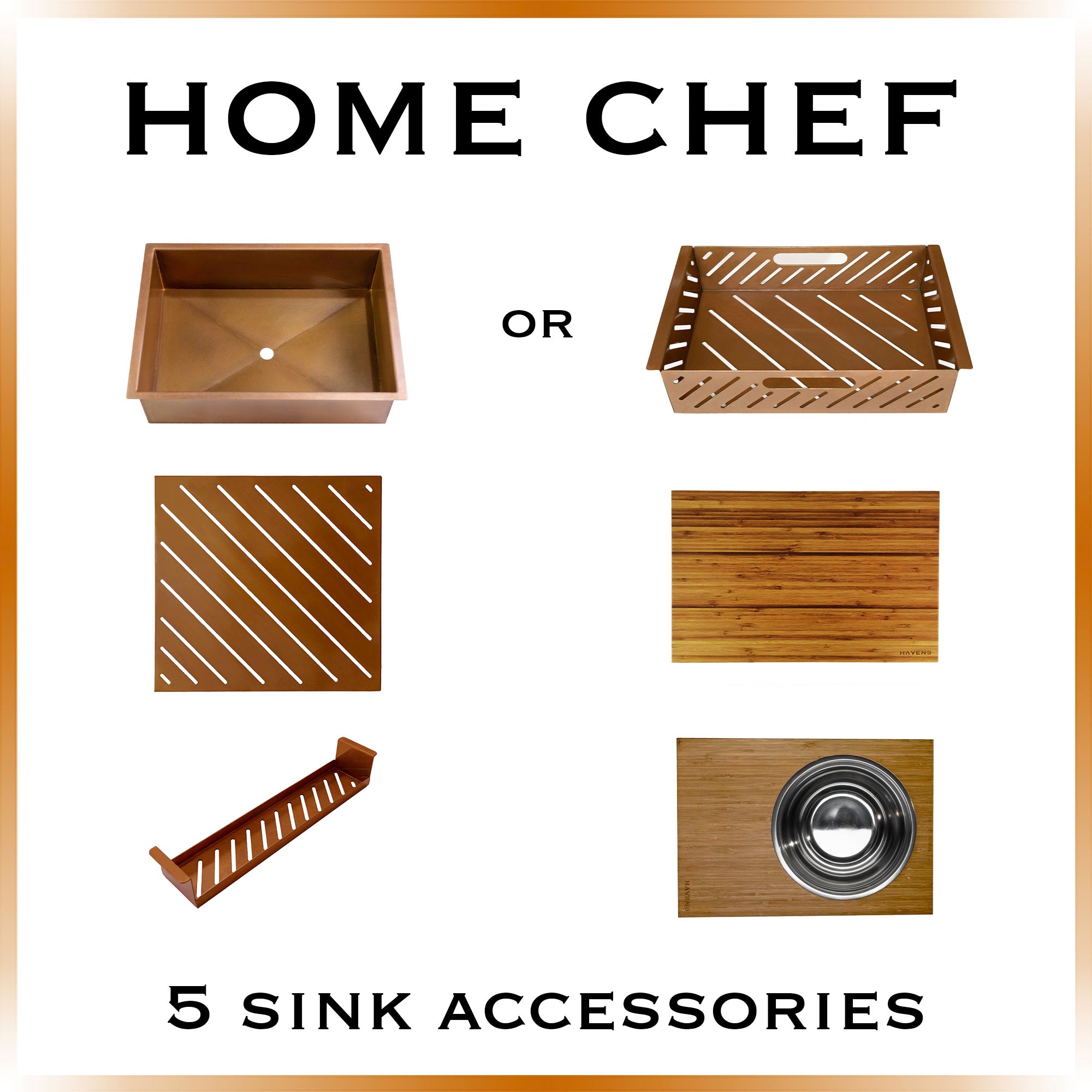 Home Chef (5 Accessories) Pure Copper