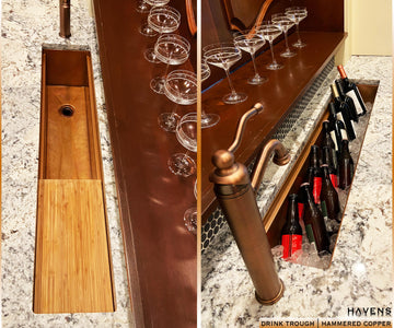 Copper Beverage Trough under-mount installed used to chill drinks 