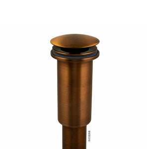 Copper bath drain with stationary round dome top