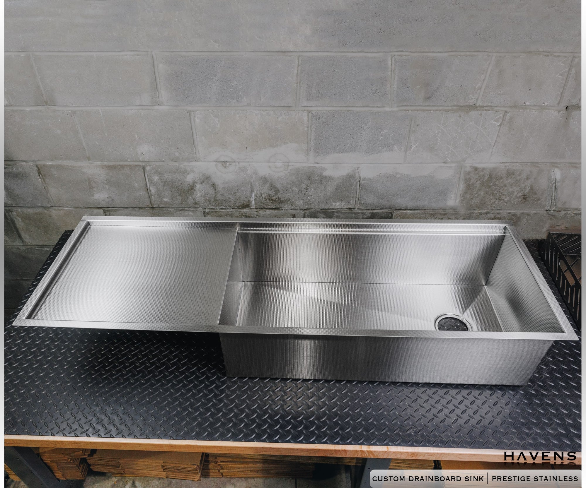 Stainless Steel Kitchen Sink Open Back Drainboard