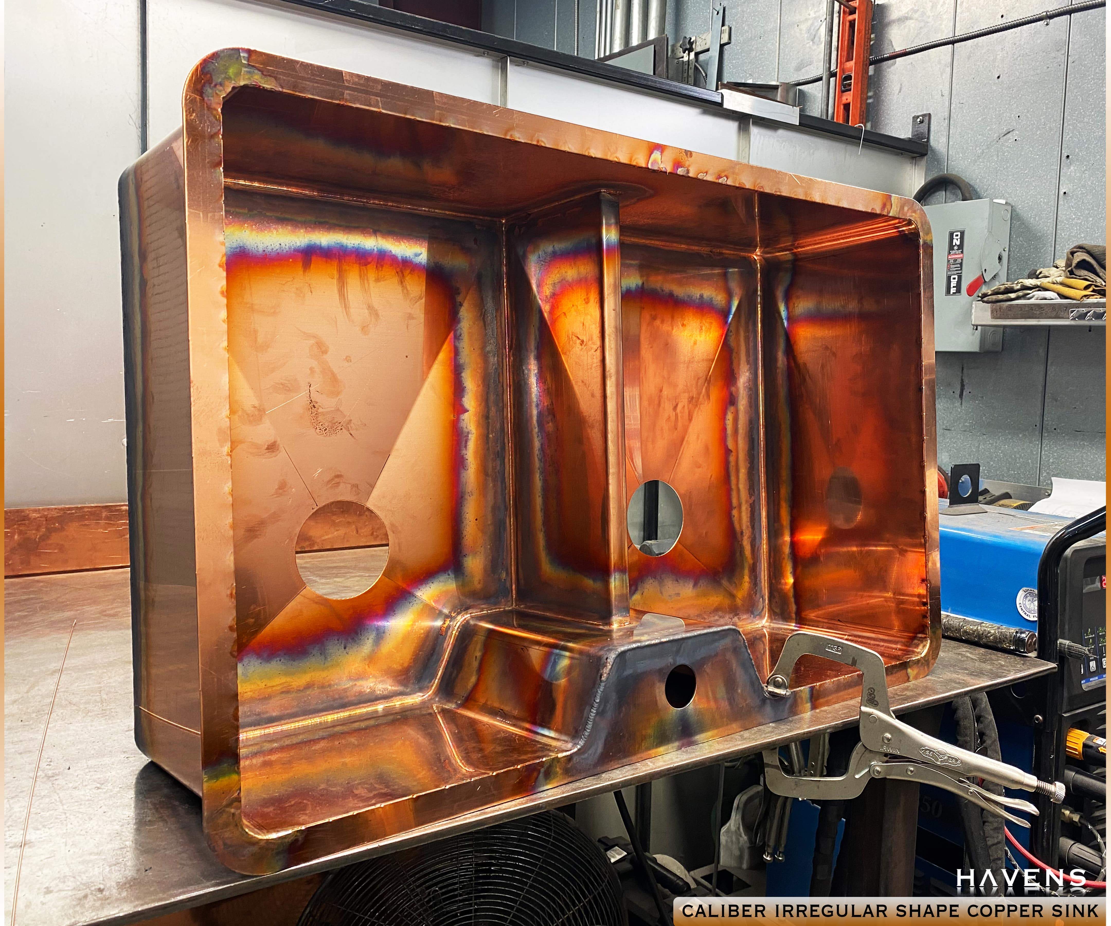 Custom Radius Corner Sink - Copper - Havens | Luxury Metals