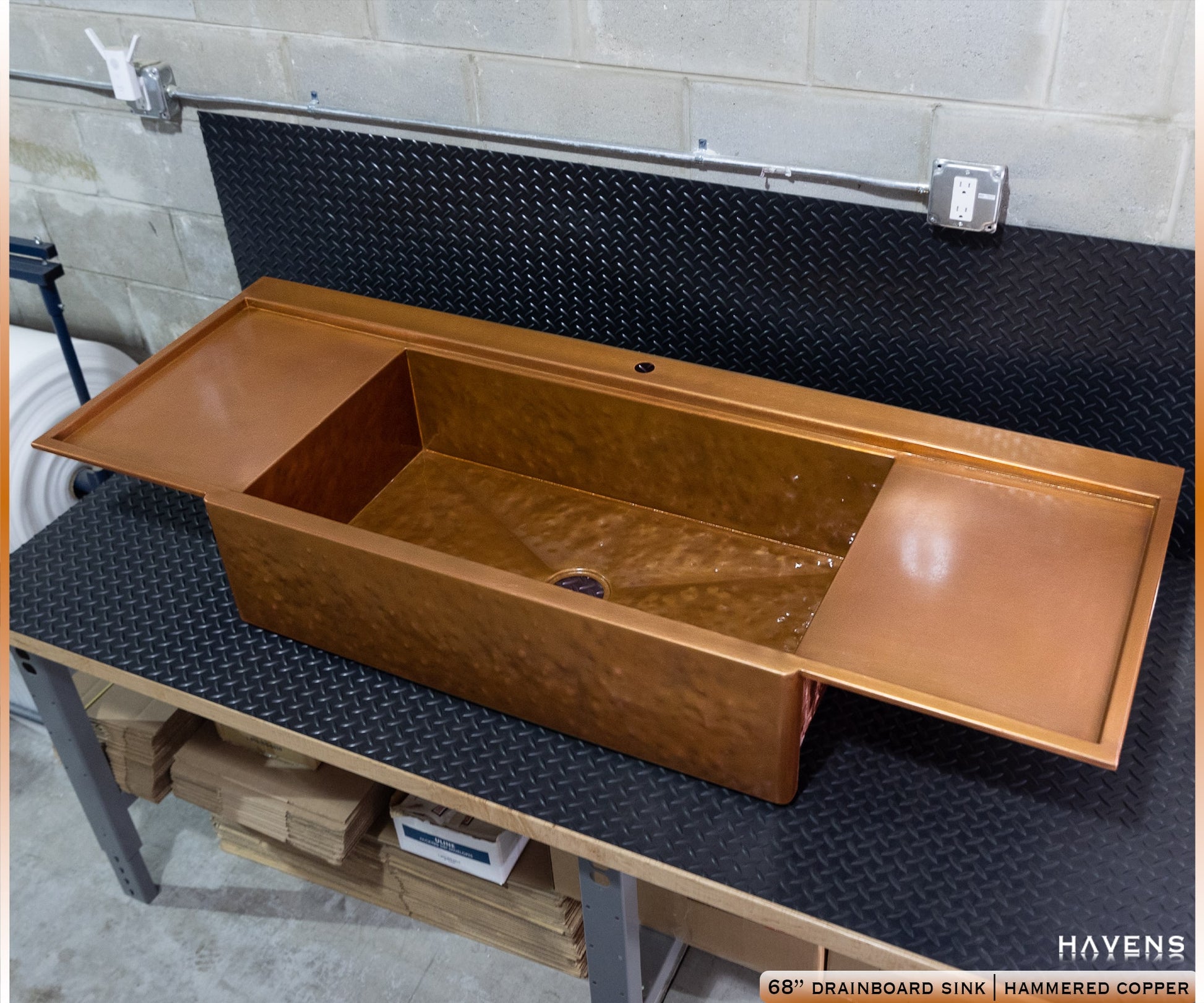 Custom Double Drainboard Sink - Pure Copper - Havens | Luxury Metals